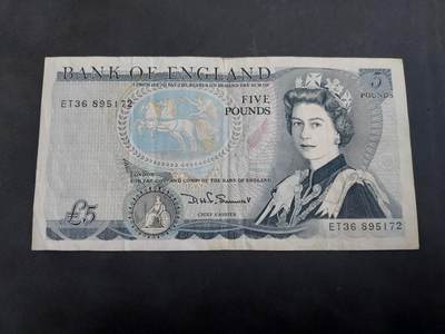 博彦收藏 7月14日钱币专场 - 英国 女皇旧版 5镑 流通品