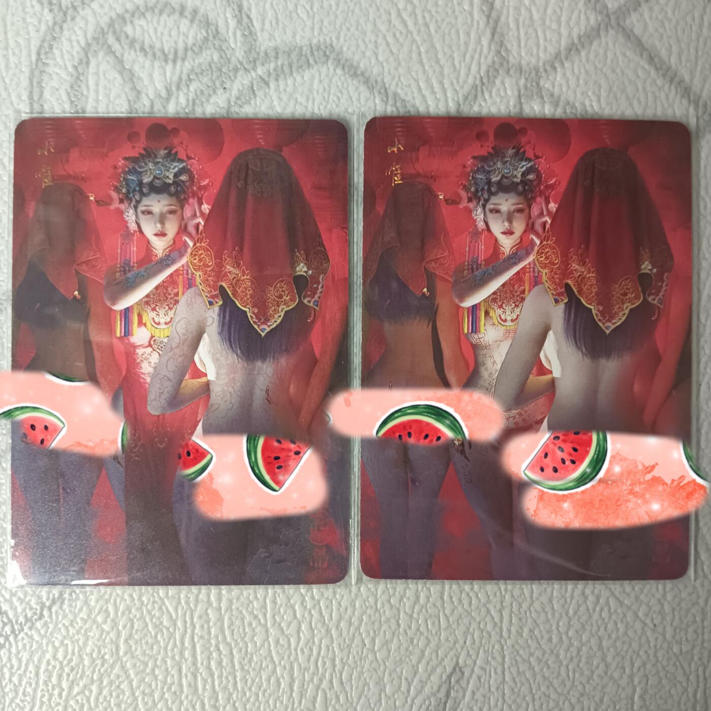 花开卡拍第29期（品控勿拍!!!拍品不寄存，运费5元，自制卡难免瑕疵，可能存在轻微撞角爆边等出厂瑕疵，品控介意勿拍！） 1、燎原卡牌 焱卡文化 刷子妖姬传 小唯，普卡，一套两张