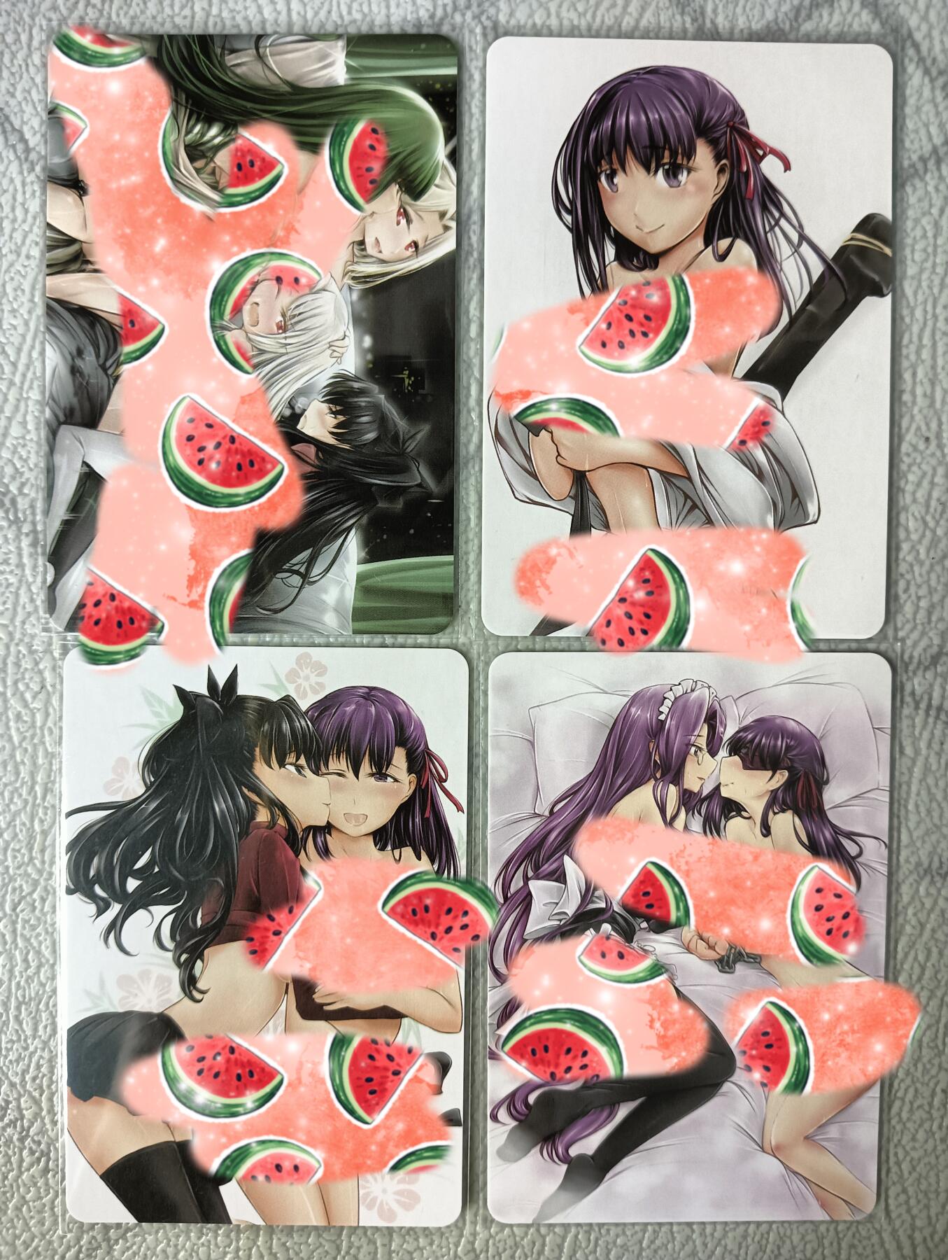 花开卡拍第29期（品控勿拍!!!拍品不寄存，运费5元，自制卡难免瑕疵，可能存在轻微撞角爆边等出厂瑕疵，品控介意勿拍！） 动漫美女卡牌 双人互动4张 折光彩闪 全部都是艺术版 非常好看