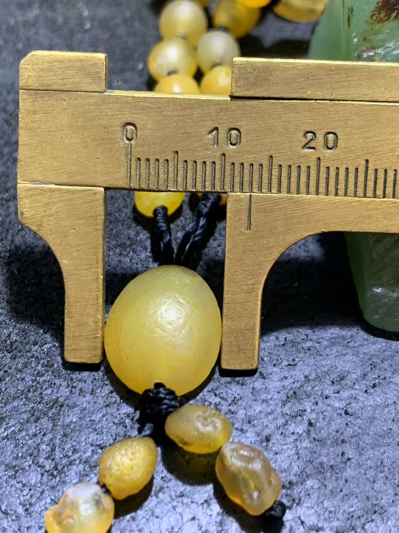 精美天然阿拉善108高圆度黄 色系彩珠玛瑙项链(手串)一条