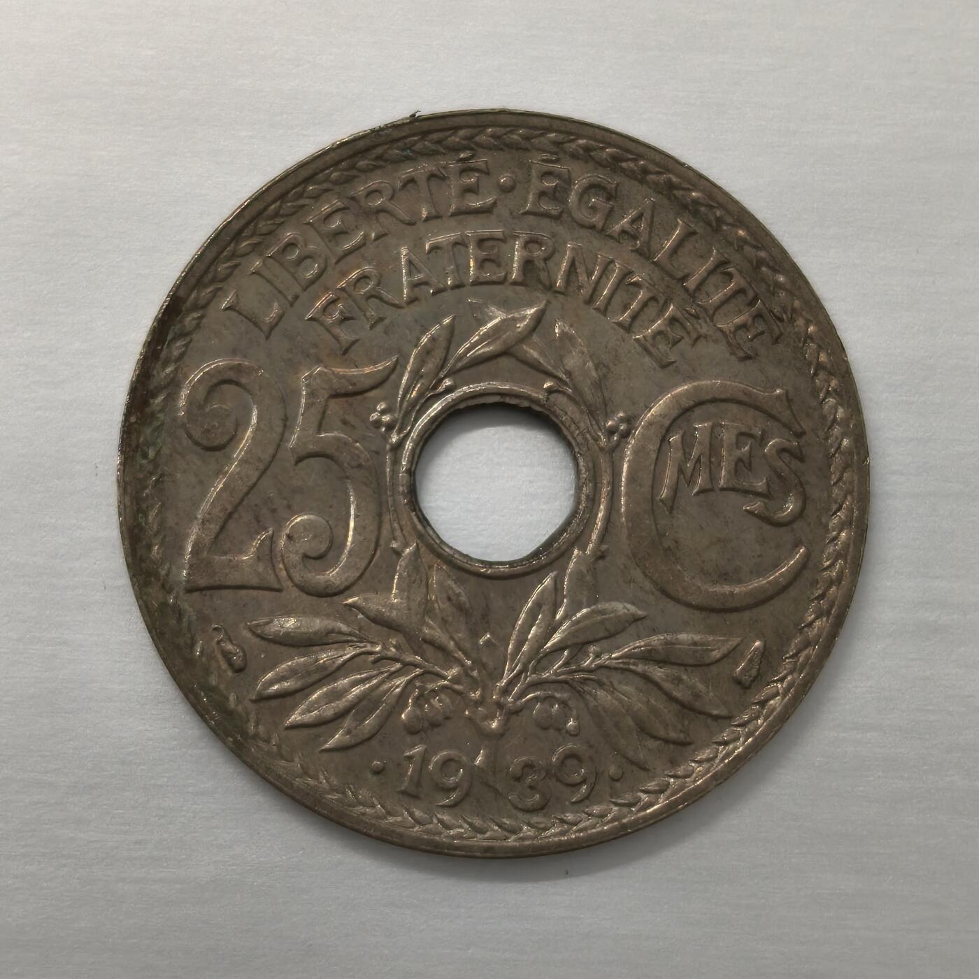 Krab外币市集Vol.18 法国1939年25分