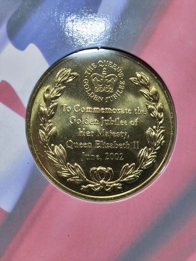 外币收藏 英国伯明翰铸币厂2002年英国女王伊丽莎白二世加冕登基50周年(金禧)纪念章.直径50mm