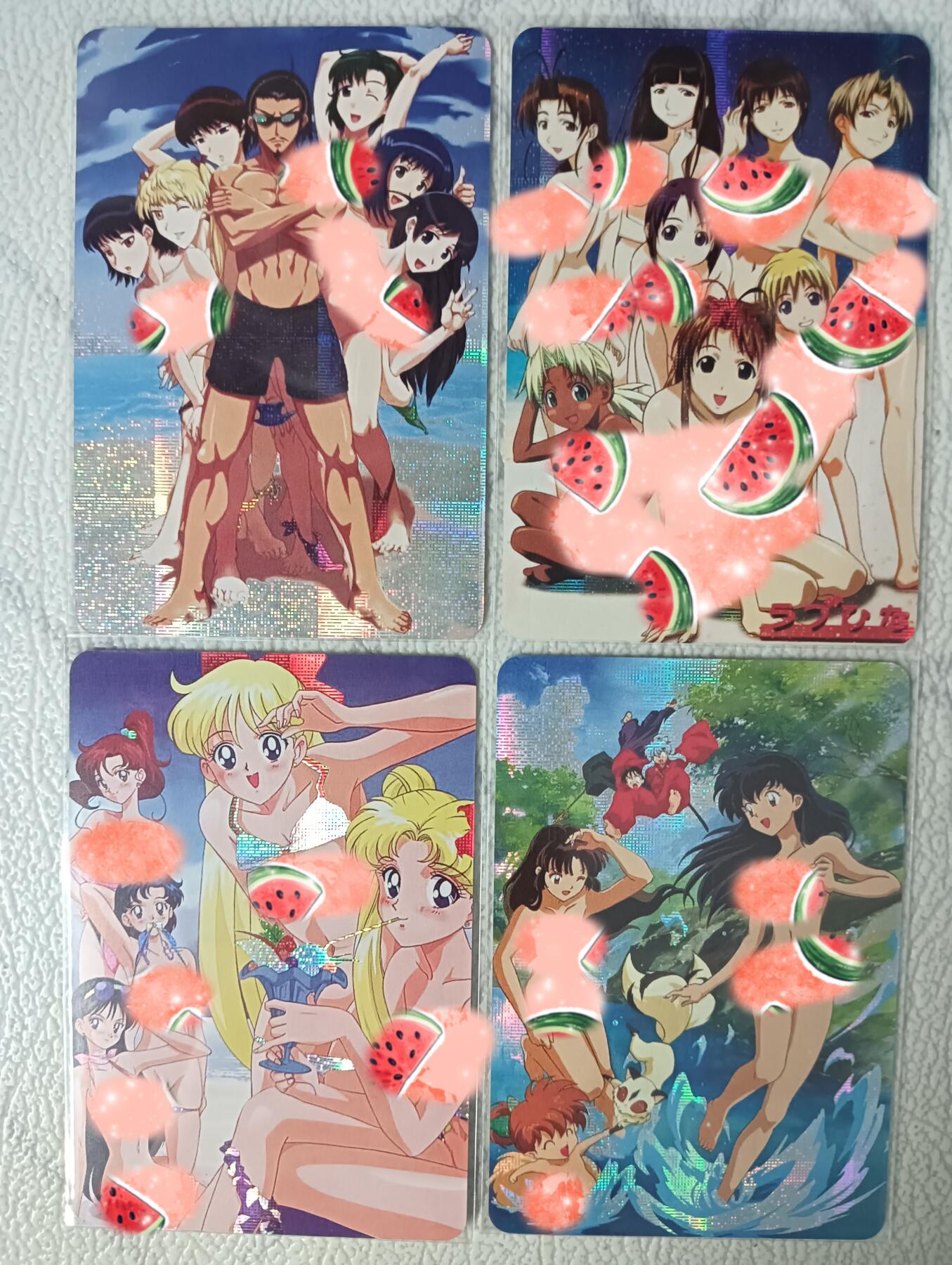 花开卡拍第29期（品控勿拍!!!拍品不寄存，运费5元，自制卡难免瑕疵，可能存在轻微撞角爆边等出厂瑕疵，品控介意勿拍！） 疾风卡牌 动漫多人合照4张 都是艺术版 纱布闪