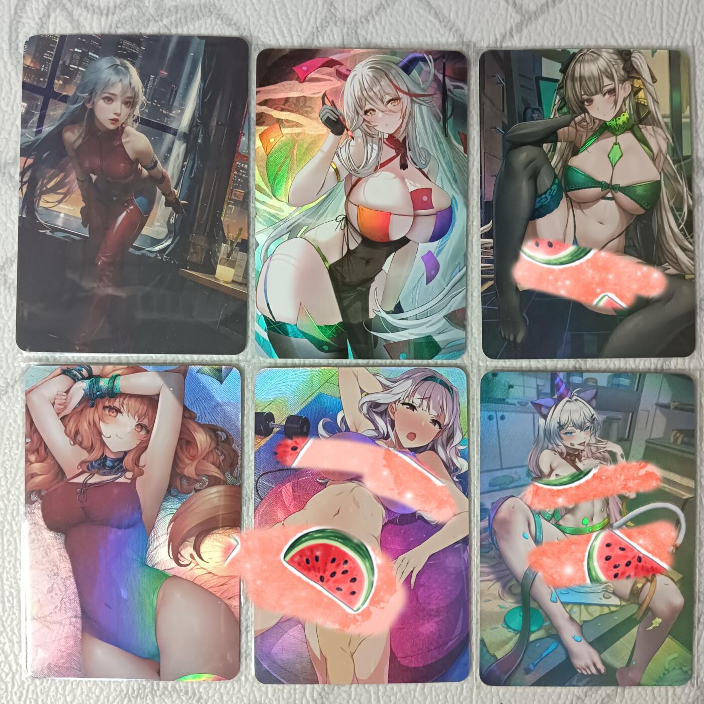 花开卡拍第29期（品控勿拍!!!拍品不寄存，运费5元，自制卡难免瑕疵，可能存在轻微撞角爆边等出厂瑕疵，品控介意勿拍！） 各家彩闪妹卡6张