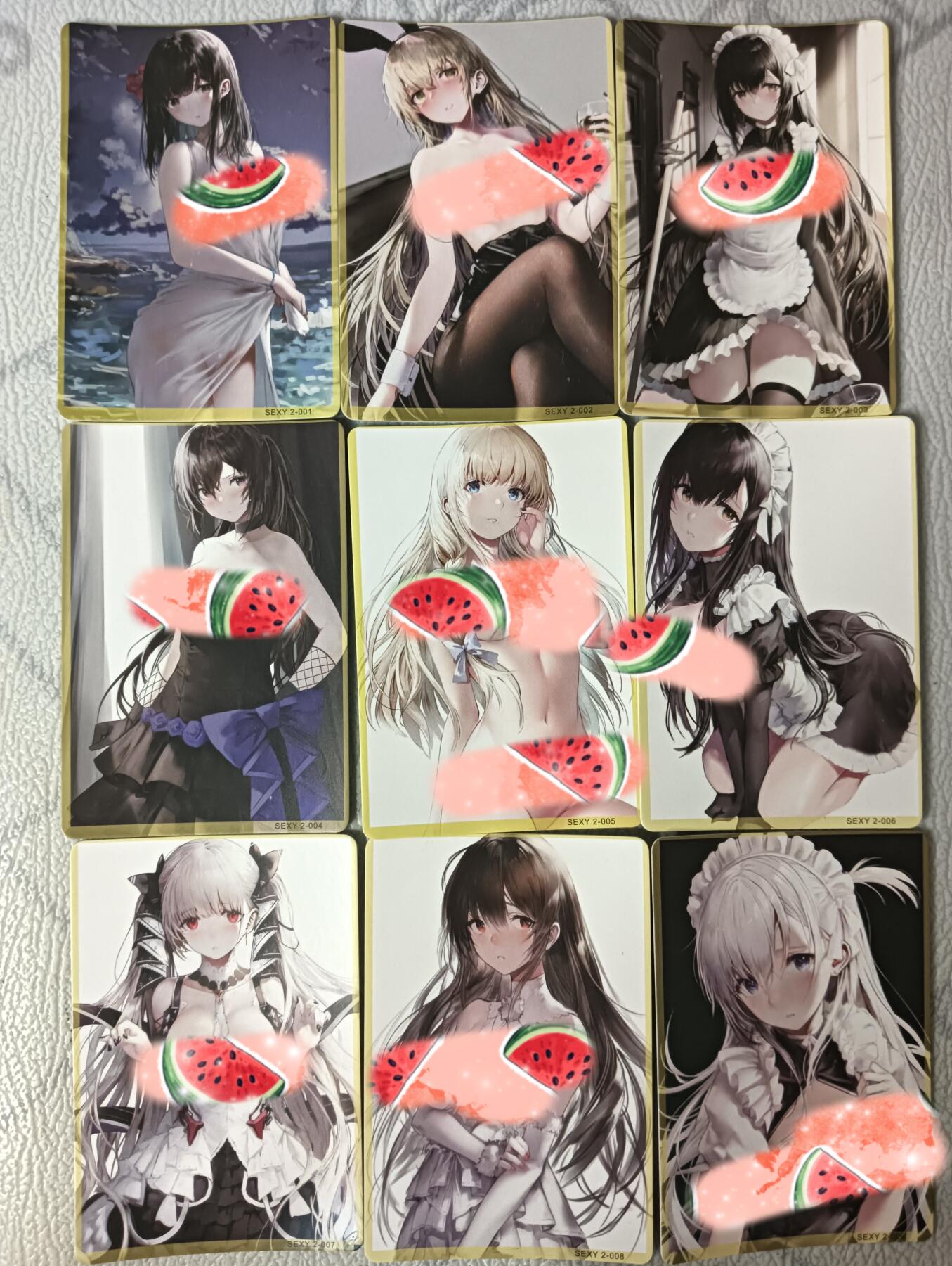 花开卡拍第29期（品控勿拍!!!拍品不寄存，运费5元，自制卡难免瑕疵，可能存在轻微撞角爆边等出厂瑕疵，品控介意勿拍！） 妹卡9张，卡背艺术，有卡背划痕瑕疵介意勿拍
