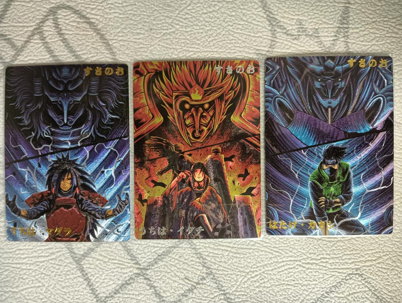 花开卡拍第29期（品控勿拍!!!拍品不寄存，运费5元，自制卡难免瑕疵，可能存在轻微撞角爆边等出厂瑕疵，品控介意勿拍！） 奇点卡牌 火影满赠卡 粗闪3张