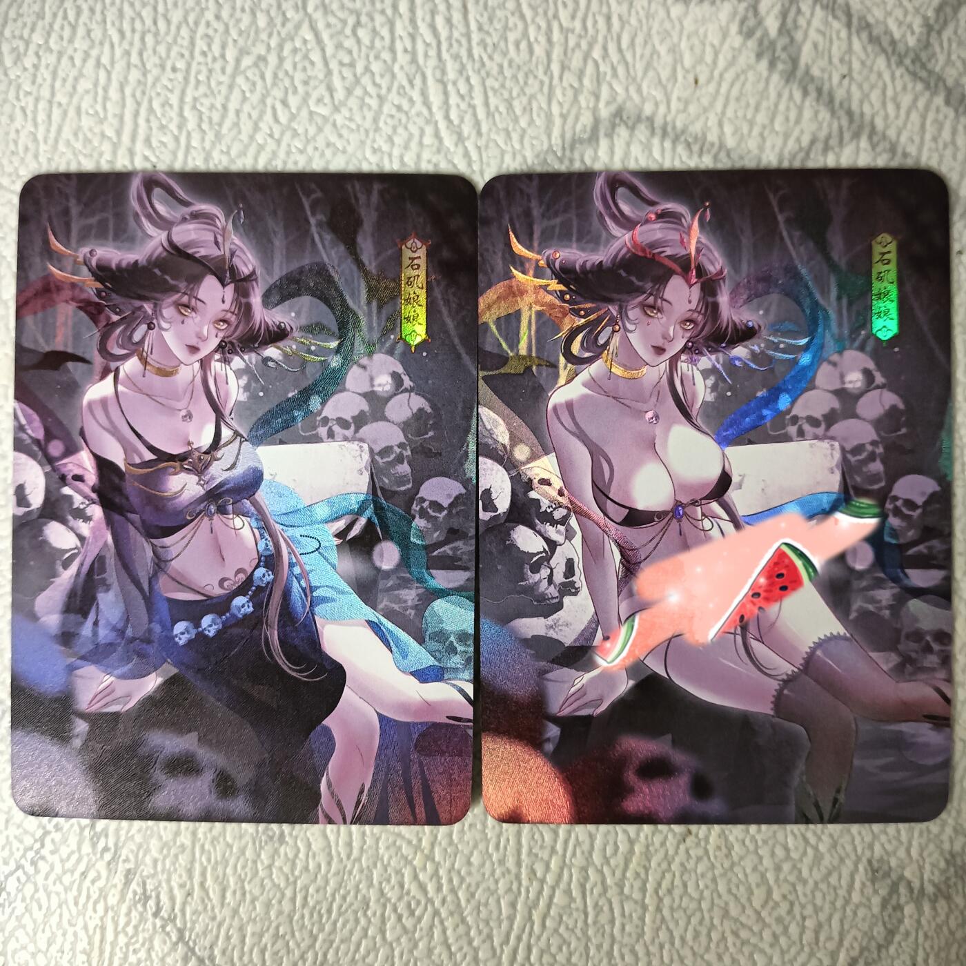 花开卡拍第29期（品控勿拍!!!拍品不寄存，运费5元，自制卡难免瑕疵，可能存在轻微撞角爆边等出厂瑕疵，品控介意勿拍！） 墨卡文创 墨欲封神 石矶娘娘两渐变 折光彩闪