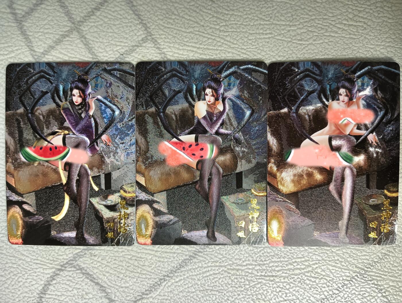 花开卡拍第29期（品控勿拍!!!拍品不寄存，运费5元，自制卡难免瑕疵，可能存在轻微撞角爆边等出厂瑕疵，品控介意勿拍！） 逍遥卡牌文创 黑悟空同人原创 四姐黑丝版 粗闪三渐变