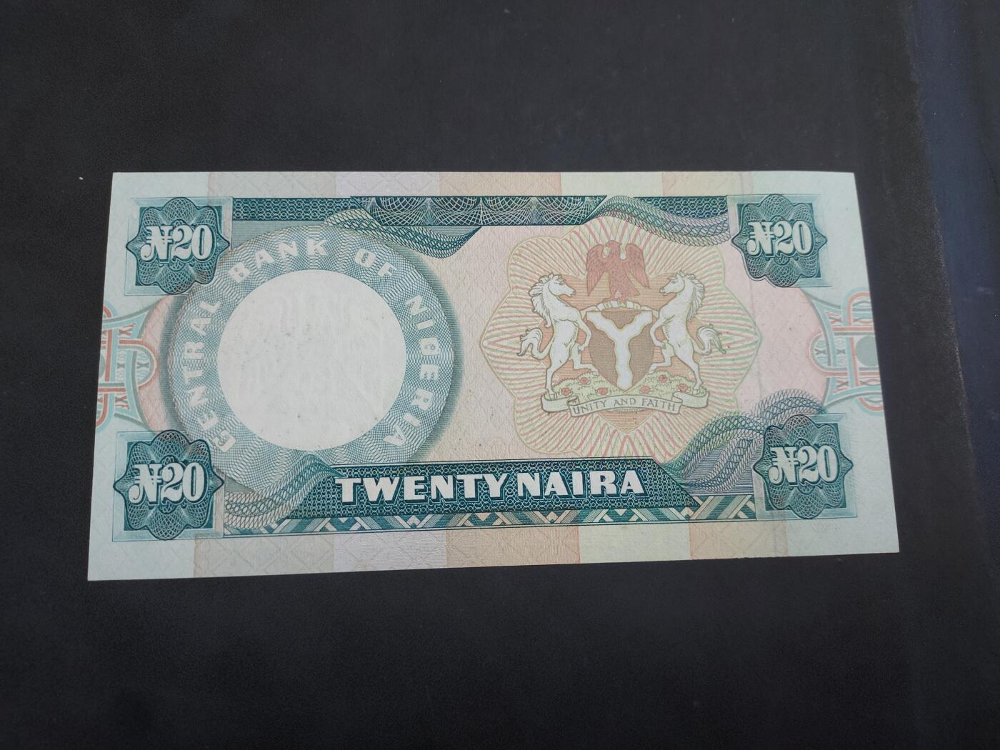 博彦收藏 7月14日钱币专场 尼日利亚 旧版 20 naira  UNC 