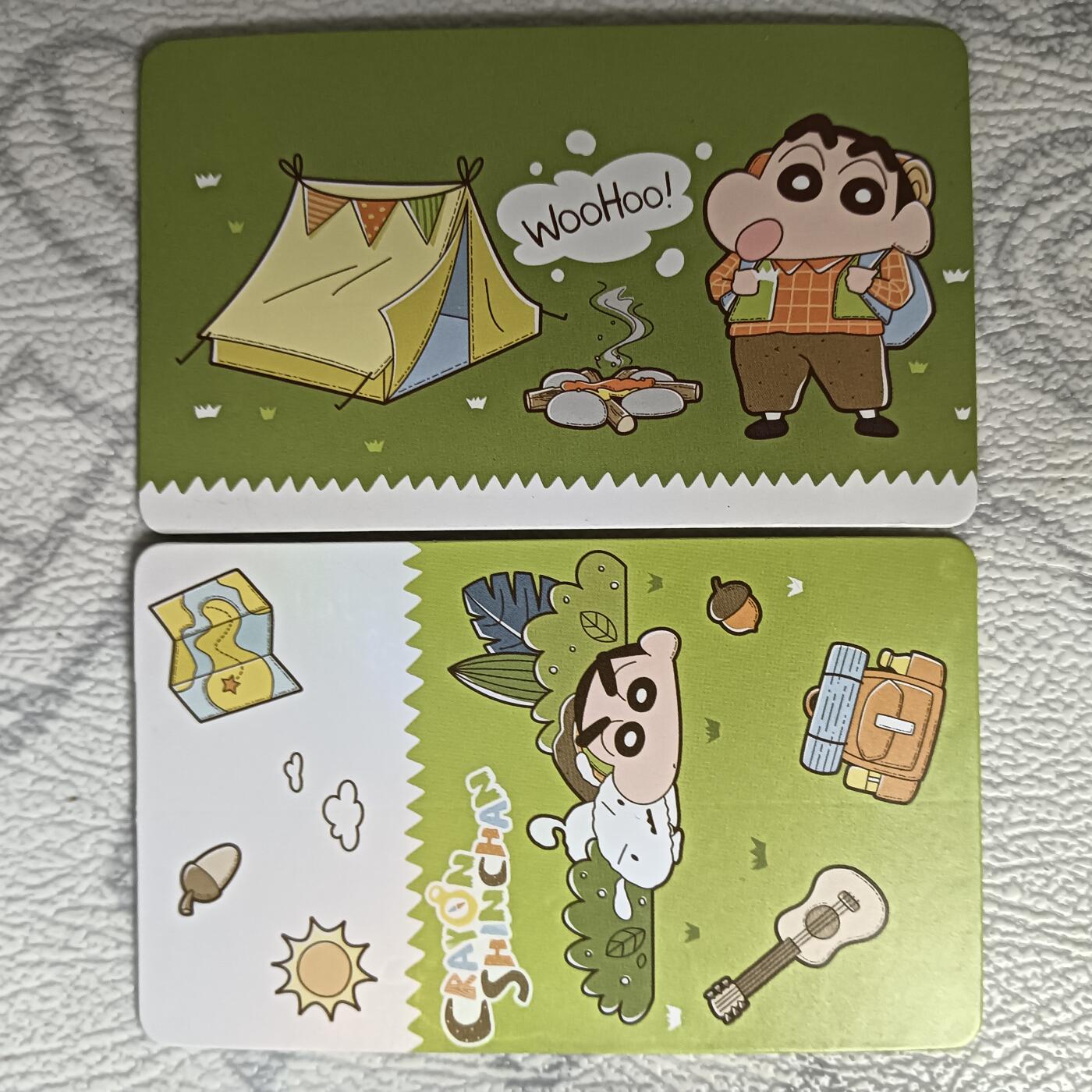 花开卡拍第29期（品控勿拍!!!拍品不寄存，运费5元，自制卡难免瑕疵，可能存在轻微撞角爆边等出厂瑕疵，品控介意勿拍！） 乔克蒂姆软糖 蜡笔小新 2张，有压痕介意勿拍