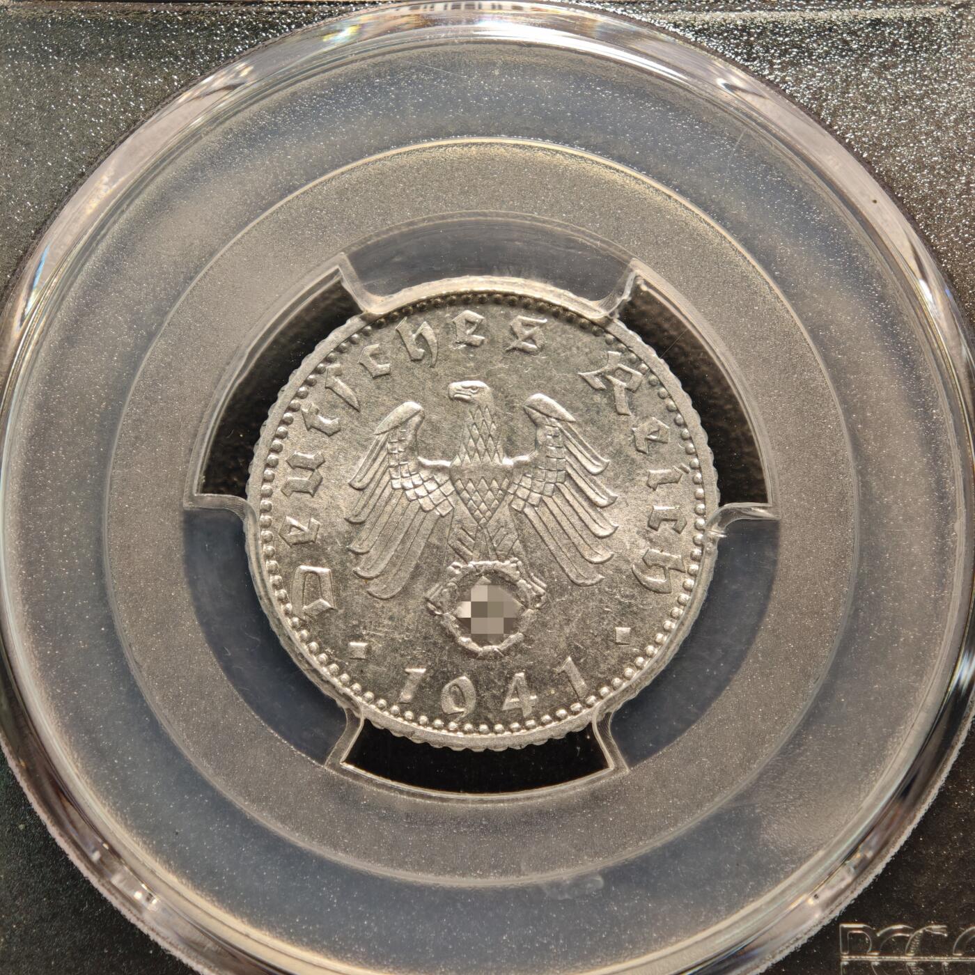 【德藏】世界币章拍卖第136期（拍品征集中~欢迎藏友联系） 1941年 德国第三帝国50芬尼铝币 PCGS MS63 原光极强（原图请联系客服，或查询评级公司官网）