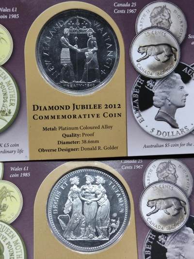 外币收藏 英国皇家铸币厂2012年英国女王伊丽莎白二世加冕登基60周年(钻石禧)精制纪念章.直径38.6mm