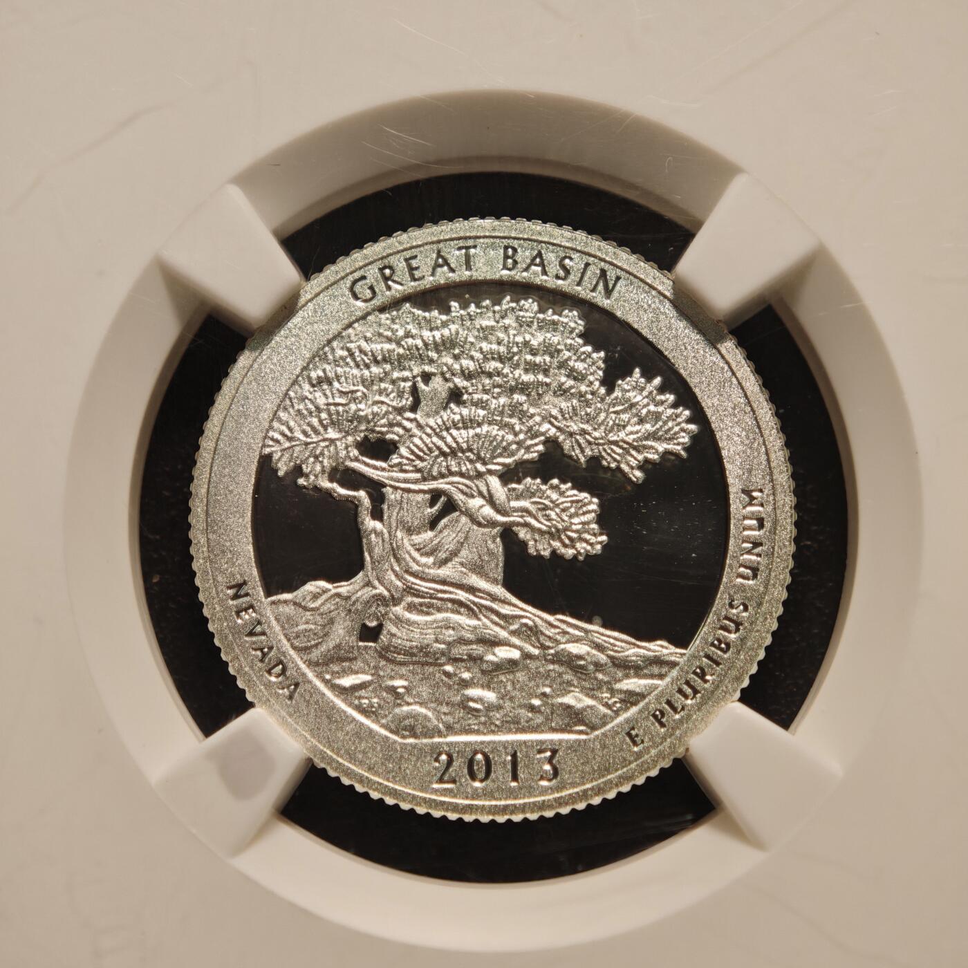 【德藏】世界币章拍卖第136期（拍品征集中~欢迎藏友联系） 满分！2013年 美国大盆地国家公园25分精制纪念银币 NGC PF70UC