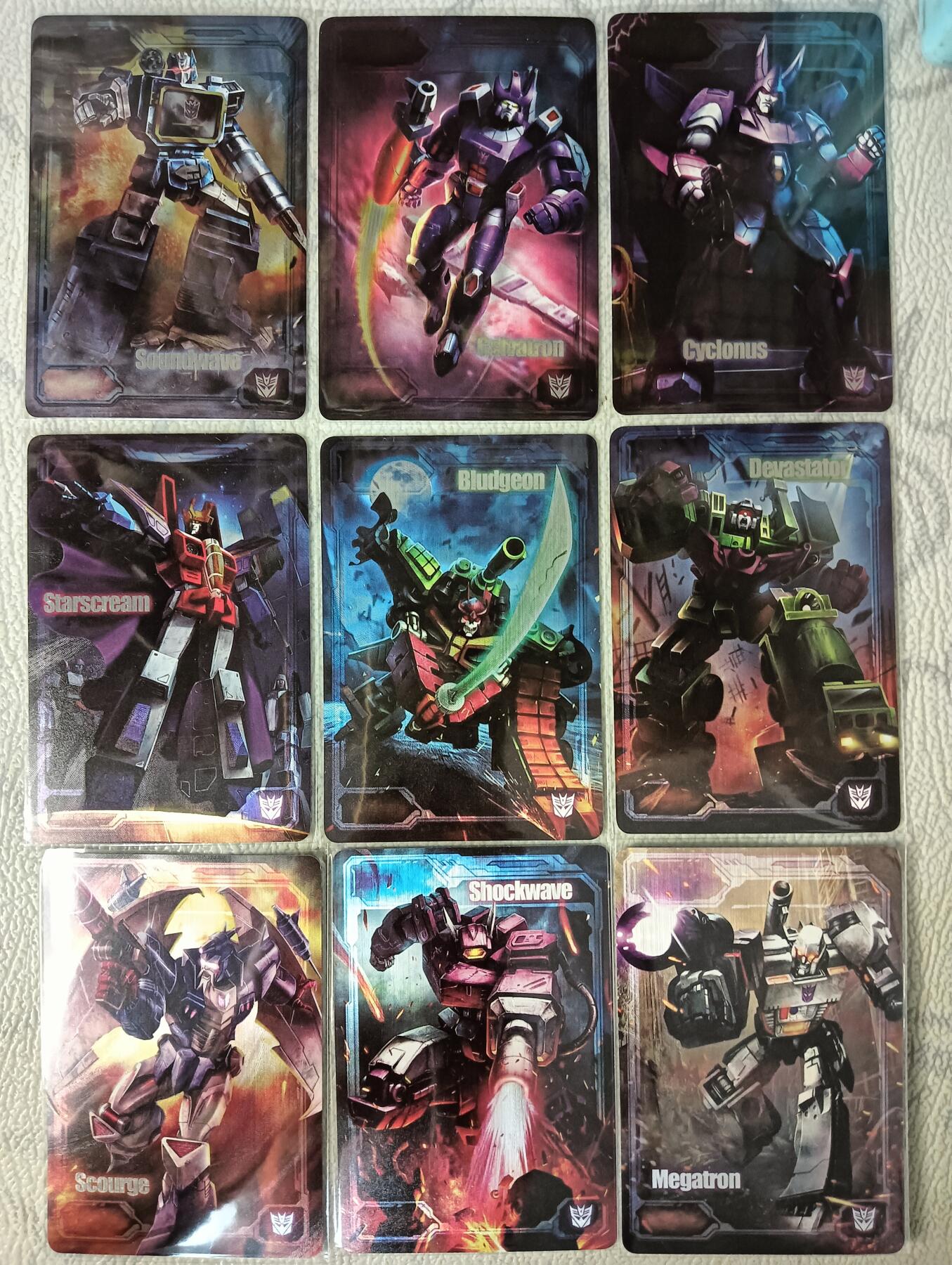 花开卡拍第29期（品控勿拍!!!拍品不寄存，运费5元，自制卡难免瑕疵，可能存在轻微撞角爆边等出厂瑕疵，品控介意勿拍！） 藏无缺 璇哥 变形金刚-狂派 一套9张 拉丝版本 非常早期套卡 很稀有