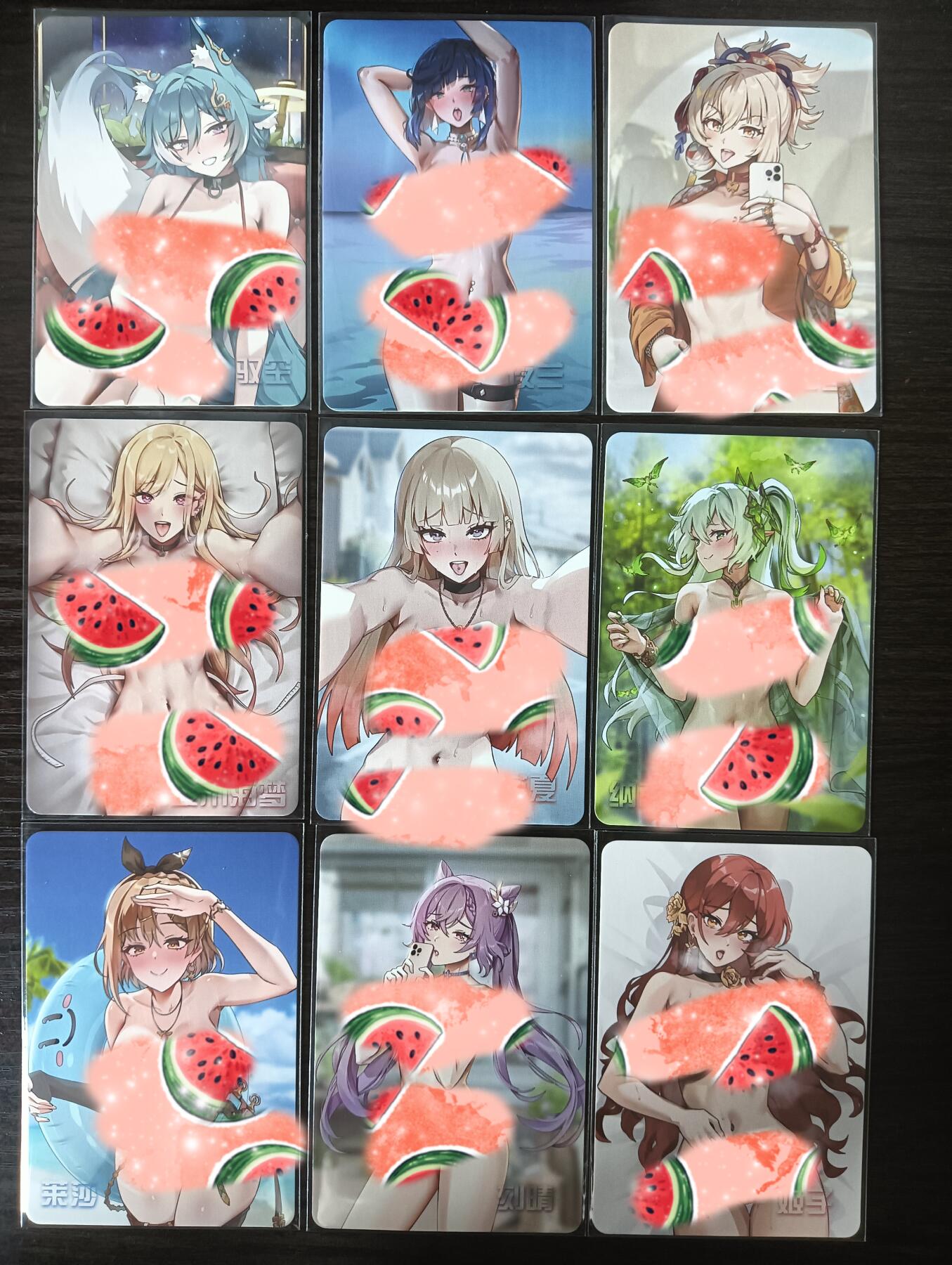 花开卡拍第29期（品控勿拍!!!拍品不寄存，运费5元，自制卡难免瑕疵，可能存在轻微撞角爆边等出厂瑕疵，品控介意勿拍！） 动漫女主合集 一套9张 彩闪 卡背全部都是艺术版
