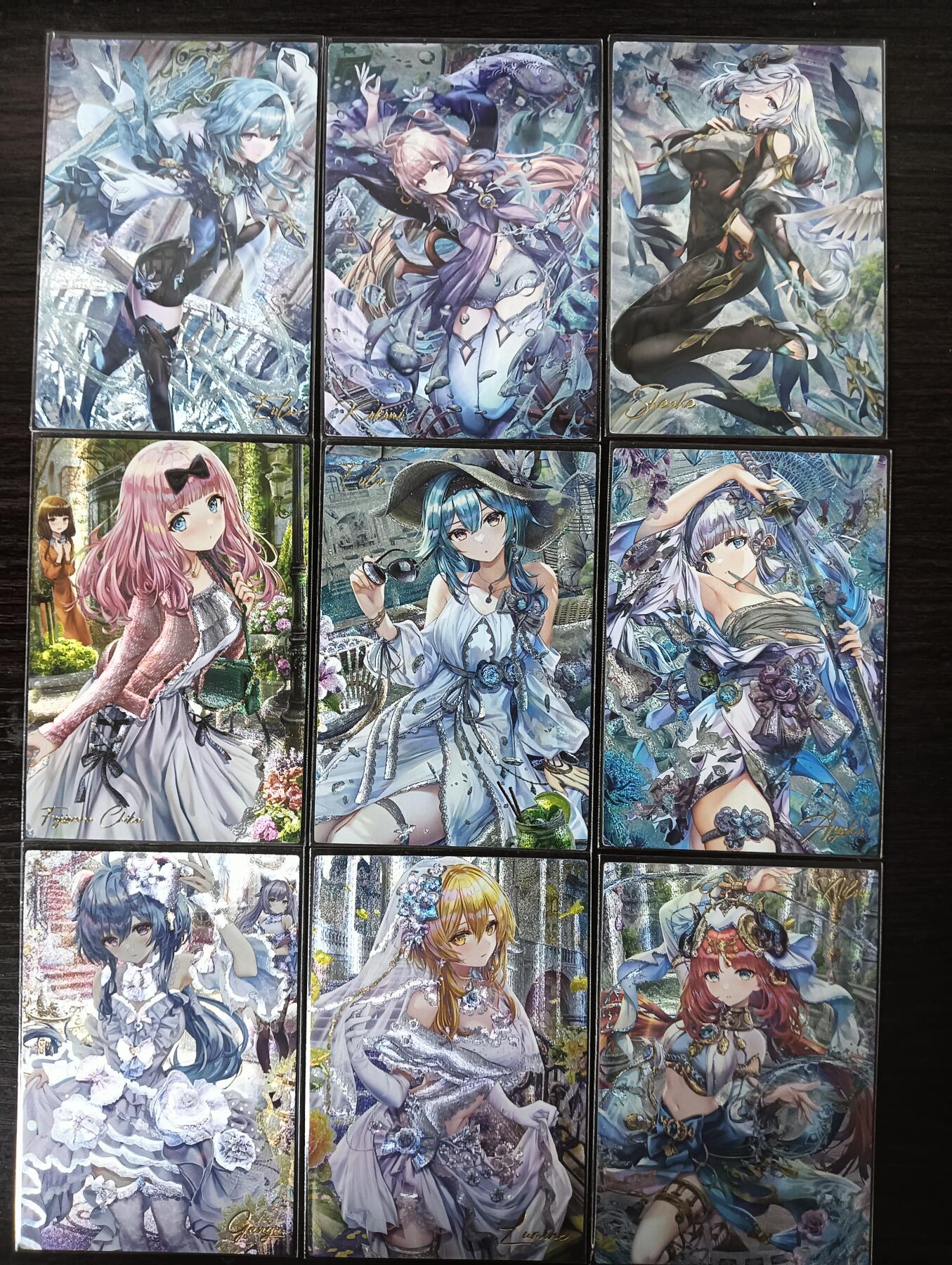 花开卡拍第29期（品控勿拍!!!拍品不寄存，运费5元，自制卡难免瑕疵，可能存在轻微撞角爆边等出厂瑕疵，品控介意勿拍！） 藏无缺 原神9张 粗闪 著名画师画作 璇哥做的最为精细