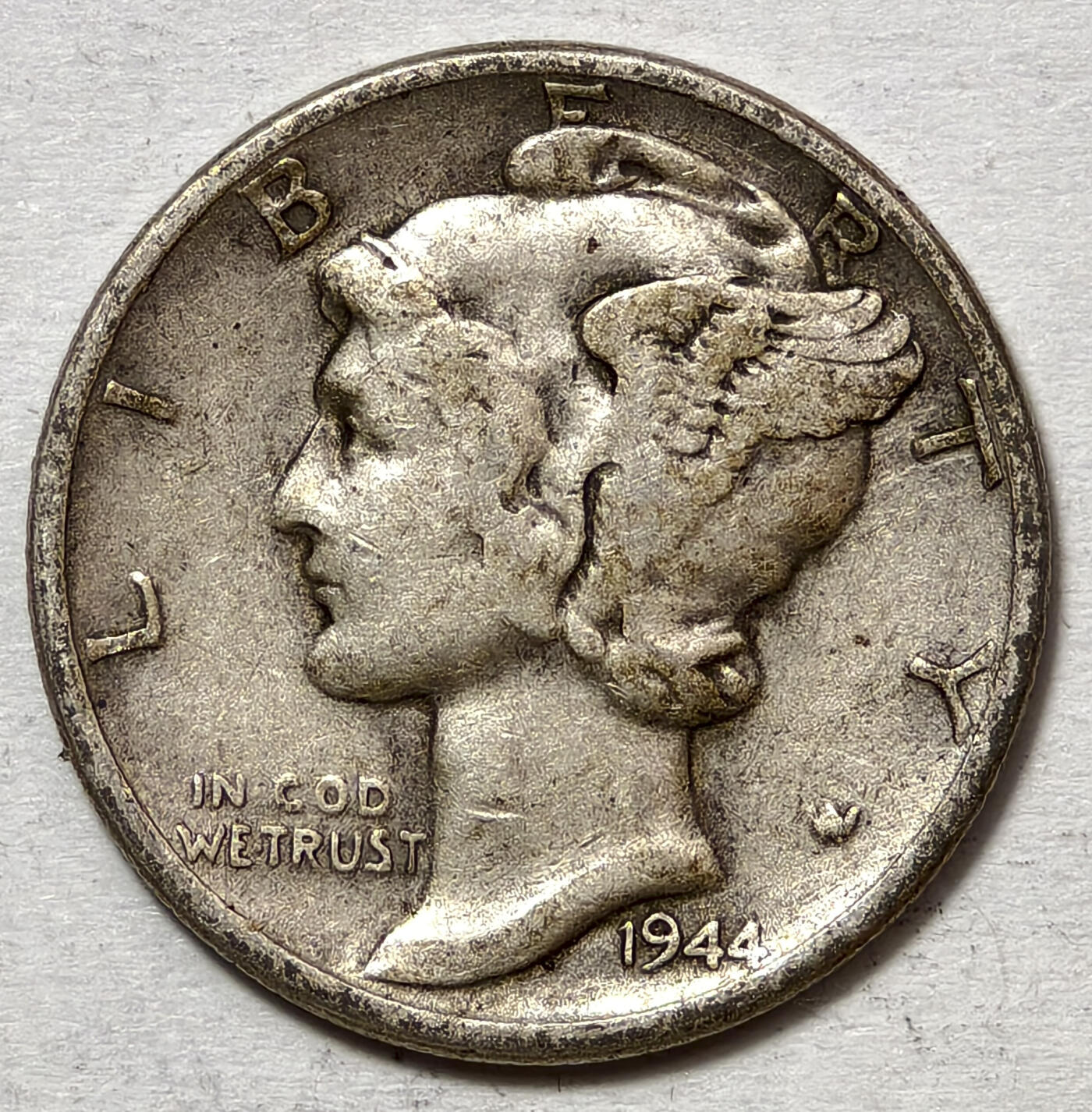 紫瑗钱币——第570期 美国 1944年 墨丘比利 小飞侠 10美分 2.5克 0.9银