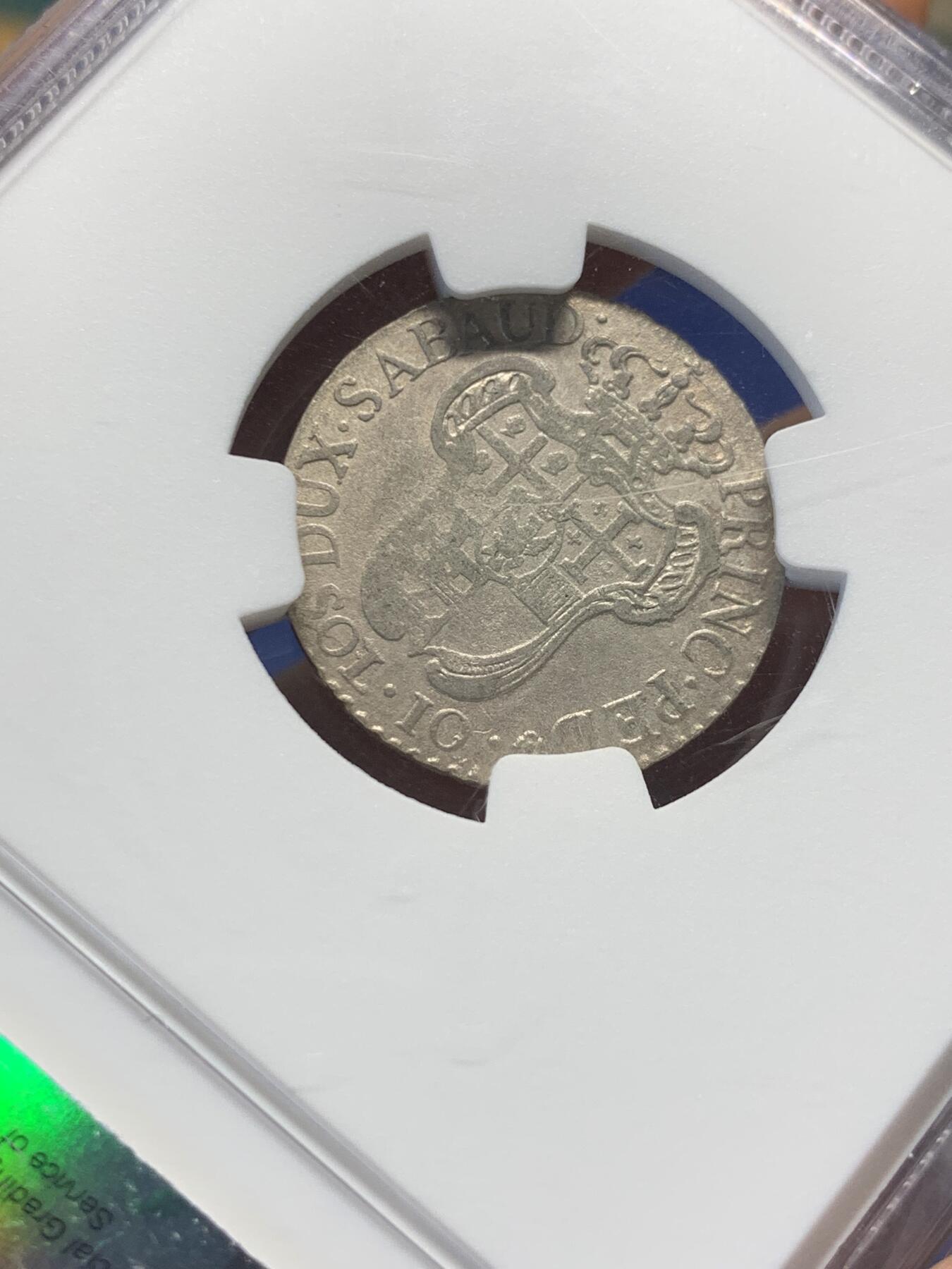 《竞宝斋》第398场 周日，周一，2场连拍 （全场包邮） NGC AUD 意大利萨丁王国1794年10Sol银币 少见品种