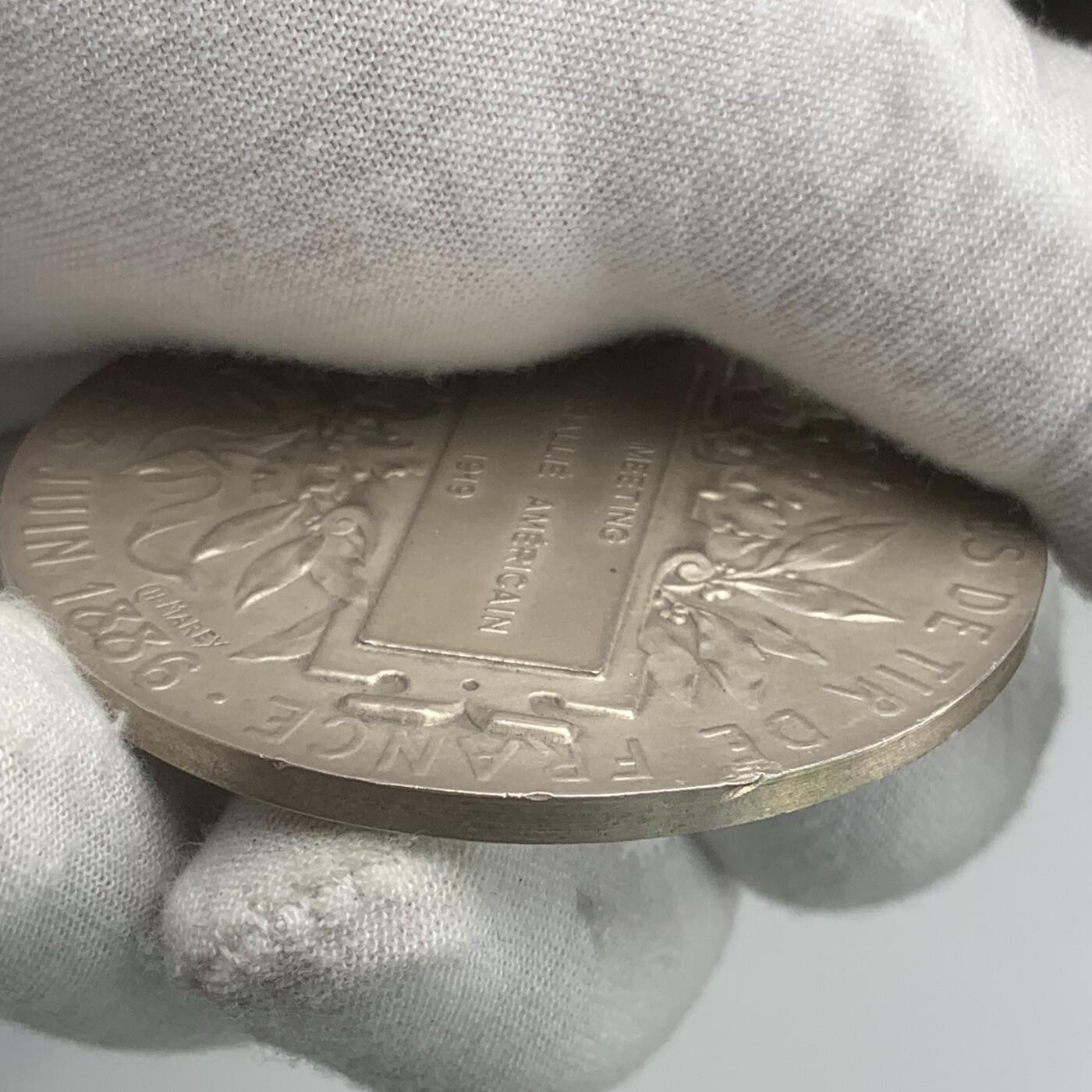 掌中浮雕-藏着的欧洲第031场 1919年法国射击联盟银章，60mm，84.7g
