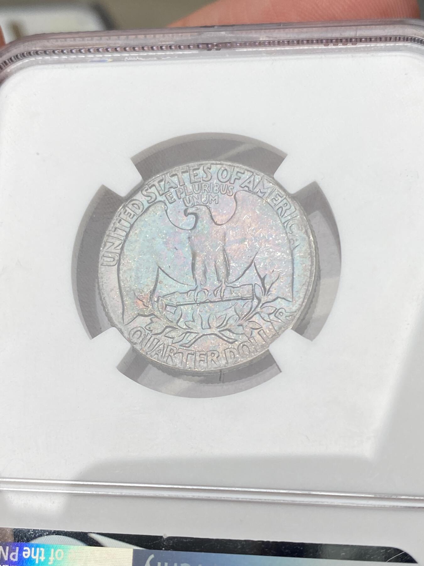万国钱币拍卖第049期（万国夏季大拍） NGC MS66 1957年美国华盛顿25美分银币 GEM品相 玫瑰蓝彩包浆