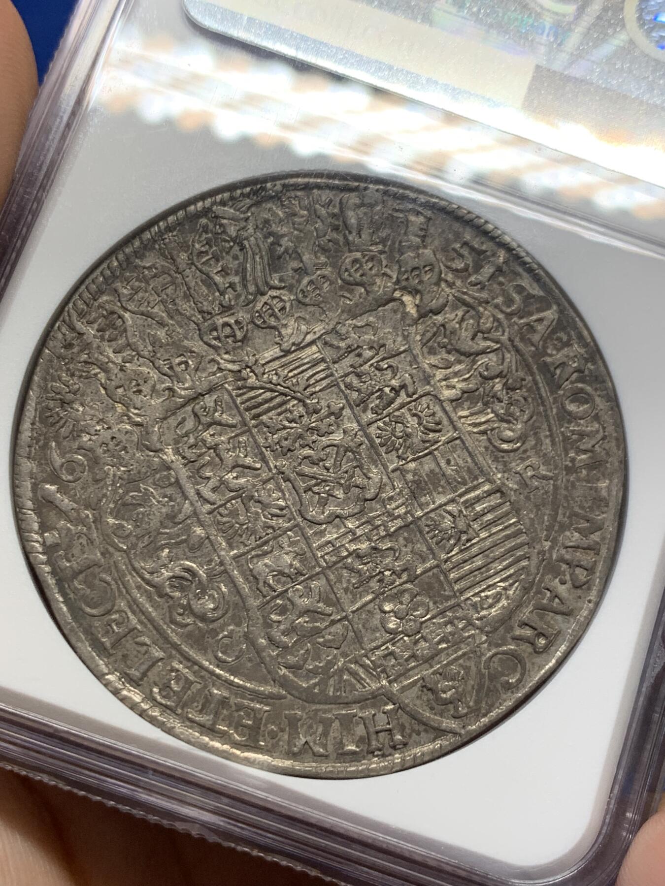 《竞宝斋》第398场 周日，周一，2场连拍 （全场包邮） NGC AU58 德国 1651年 萨克森 持剑武士泰勒大银币 17世纪的经典品种