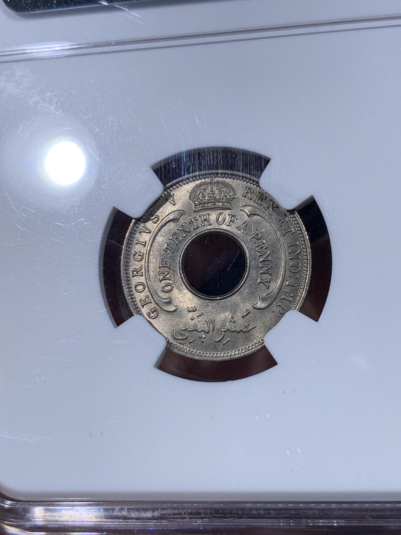 《竞宝斋》第398场 周日，周一，2场连拍 （全场包邮） NGC MS66 英属南非 1936年 乔五 1/10P 高分好状态