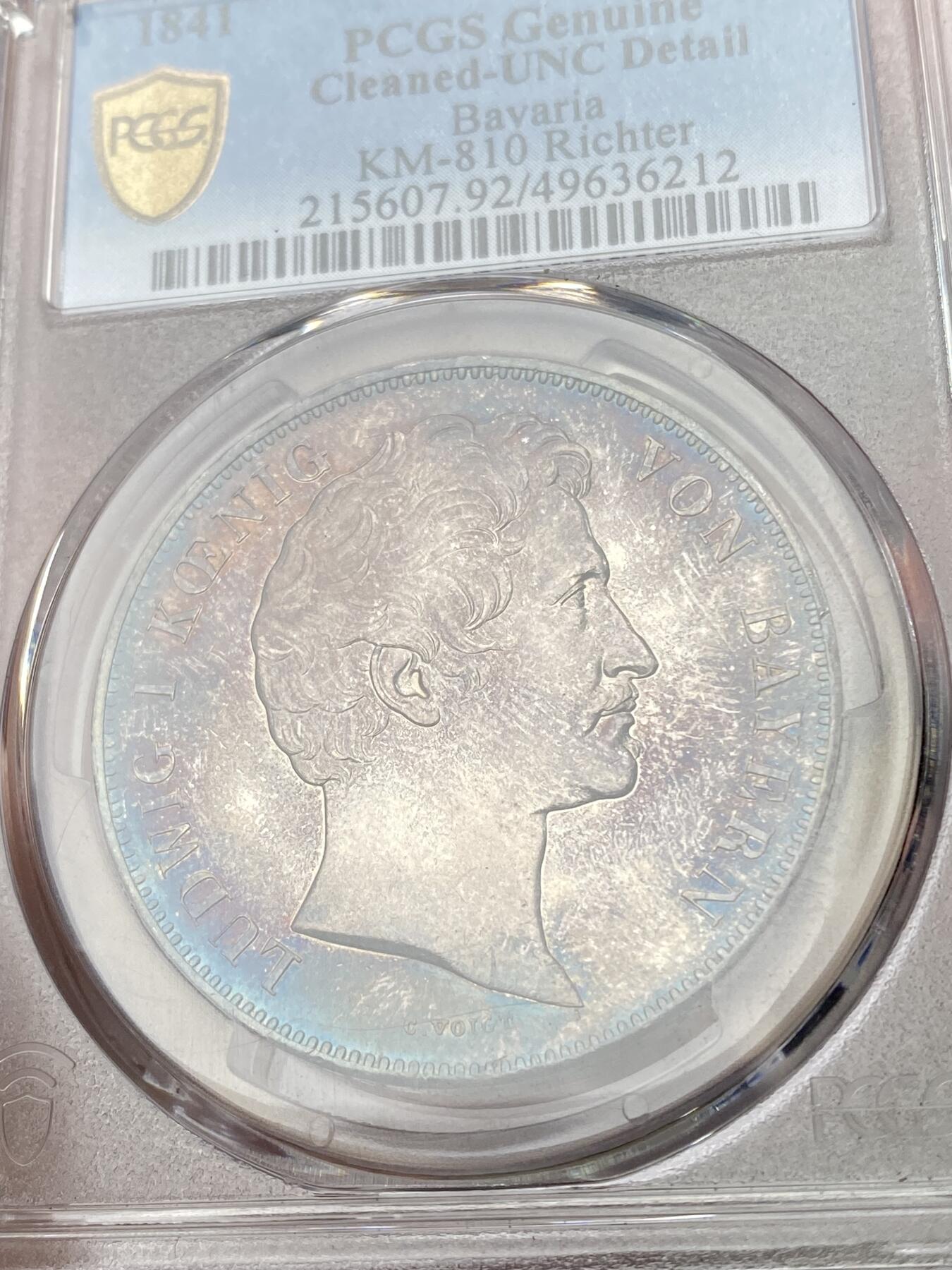 万国钱币拍卖第049期（万国夏季大拍） PCGS UNCD 1841年德国巴伐利亚路德维希一世纪念让-保罗·弗里德里希·里希特雕像落成2泰 历史泰勒名品欧陆超炫七彩包浆 没分可惜 