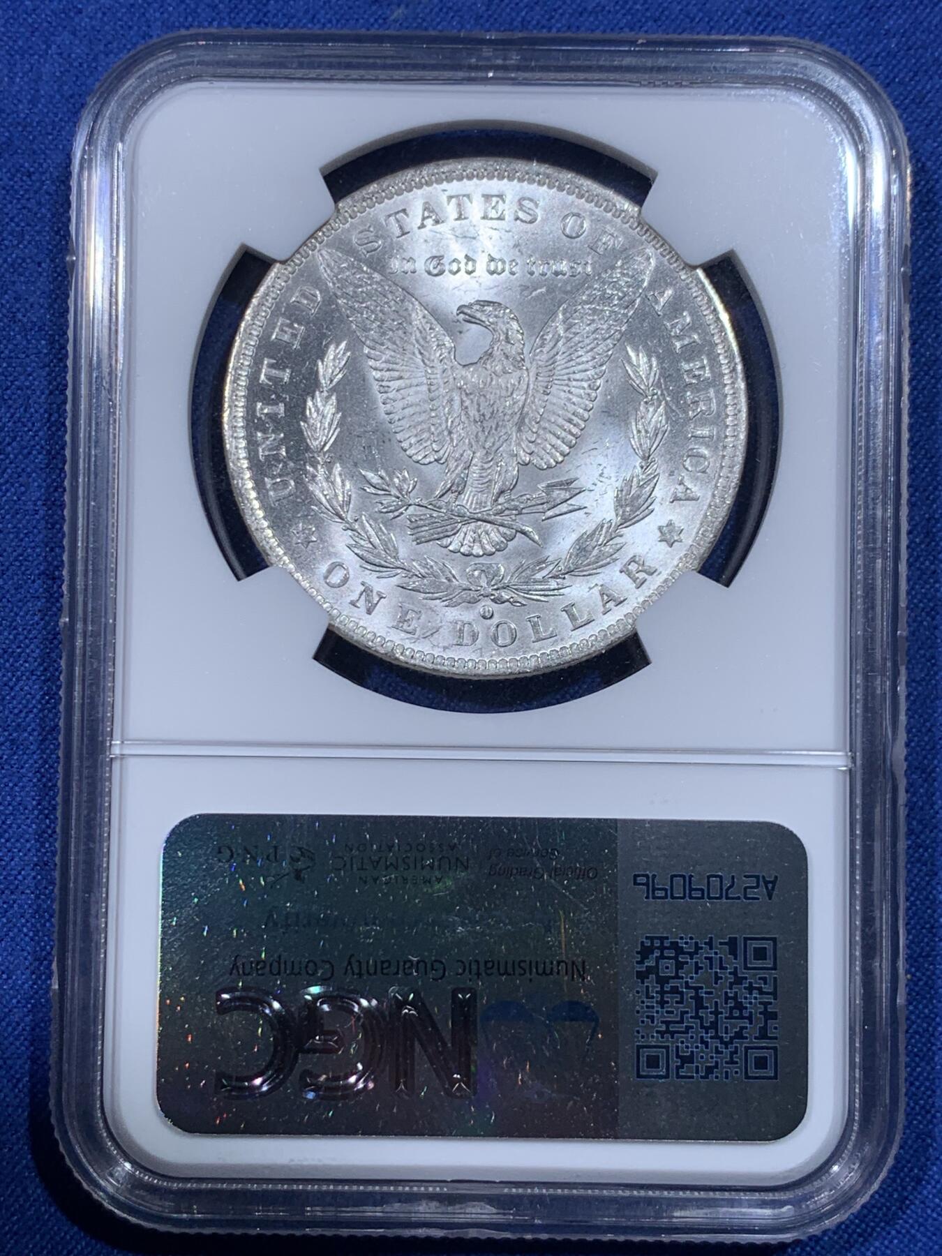 《竞宝斋》第398场 周日，周一，2场连拍 （全场包邮） NGC MS64 美国 1884 O版 摩根银元 光度好