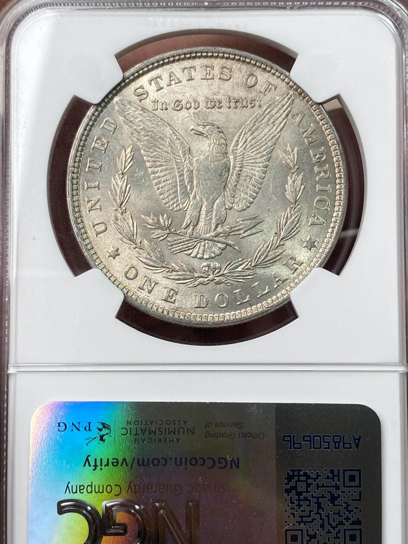 万国钱币拍卖第049期（万国夏季大拍） NGC MS63 1880年美国摩根一美元银币 原味五彩