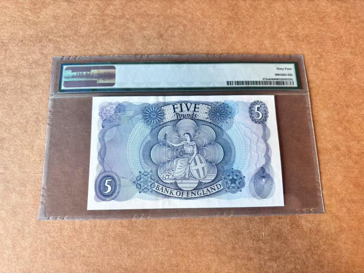 【七百期大拍 拍品火热征集中】✨Blue Auction 世界纸币精拍第690期【精】 英国 1962-66年5镑 PMG64 老壳