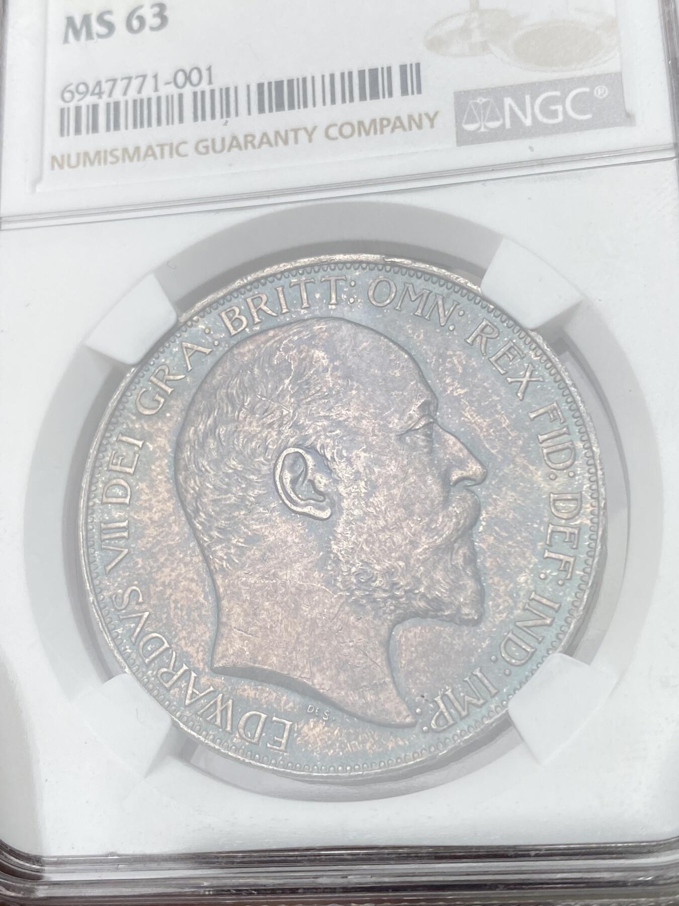 万国钱币拍卖第049期（万国夏季大拍） NGC MS63 1902年英国爱德华七世马剑克朗 原味英伦酱黑五彩 