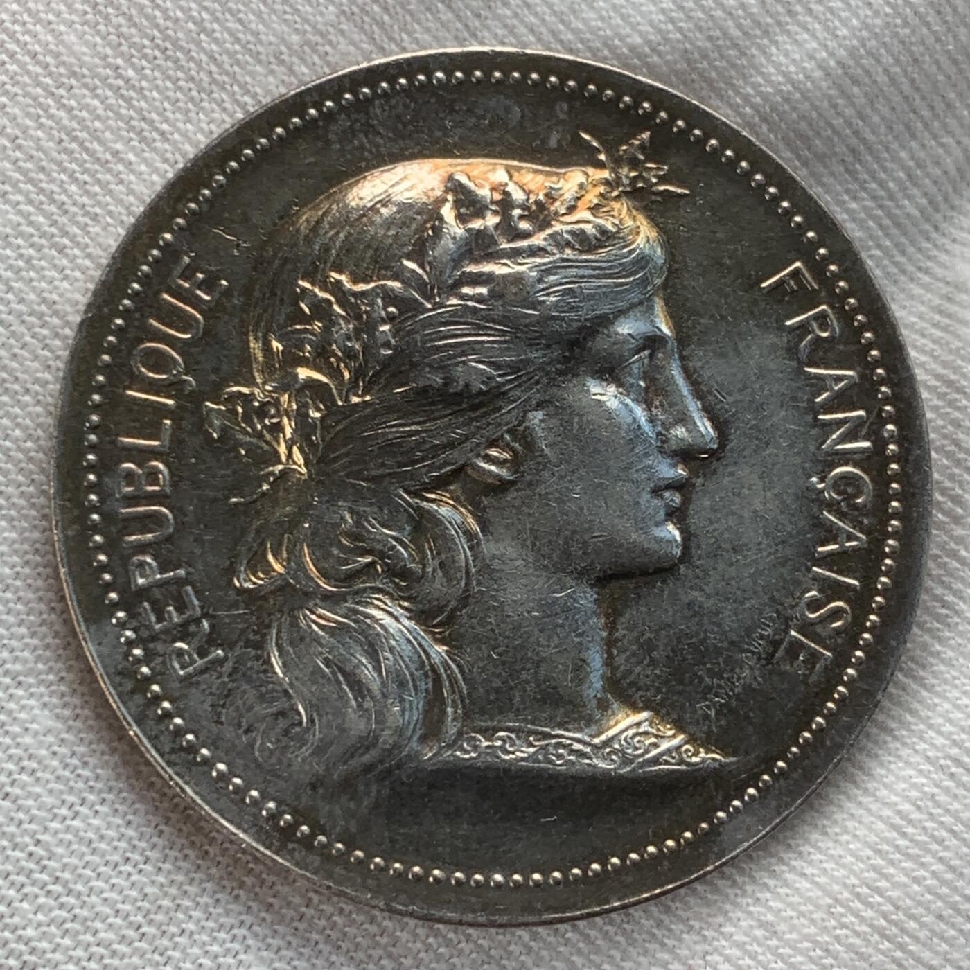 掌中浮雕-藏着的欧洲第031场 20世纪初法国玛丽安娜银章，36mm，23g