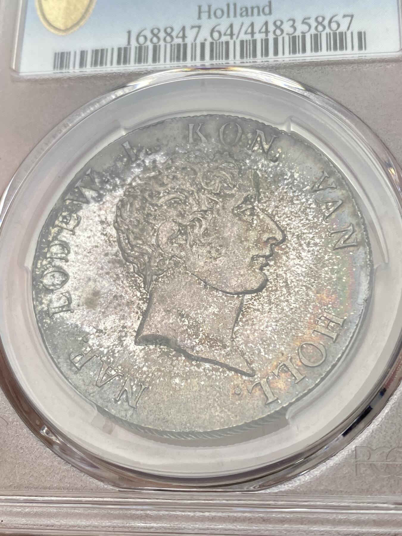 万国钱币拍卖第049期（万国夏季大拍） PCGS MS64 1808年法占荷兰王国拿破仑50Stuvier 26.35g大银主币 法国鹰与荷兰狮同框 厚重环五彩 深打车轮光  一步到位的顶级品相
