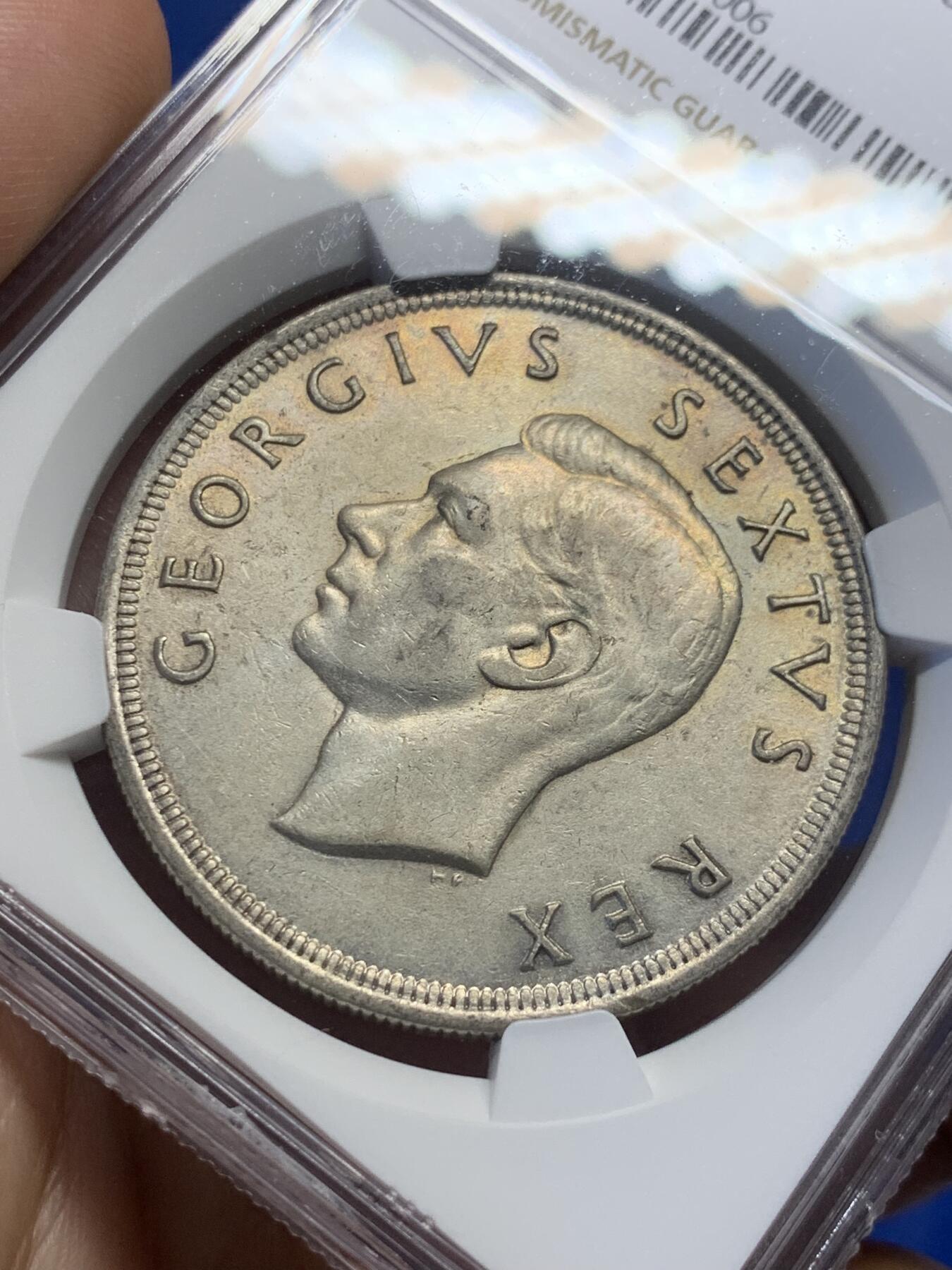 《竞宝斋》第398场 周日，周一，2场连拍 （全场包邮） NGC AU55 英属南非 1952 发现开普敦300周年纪念银币