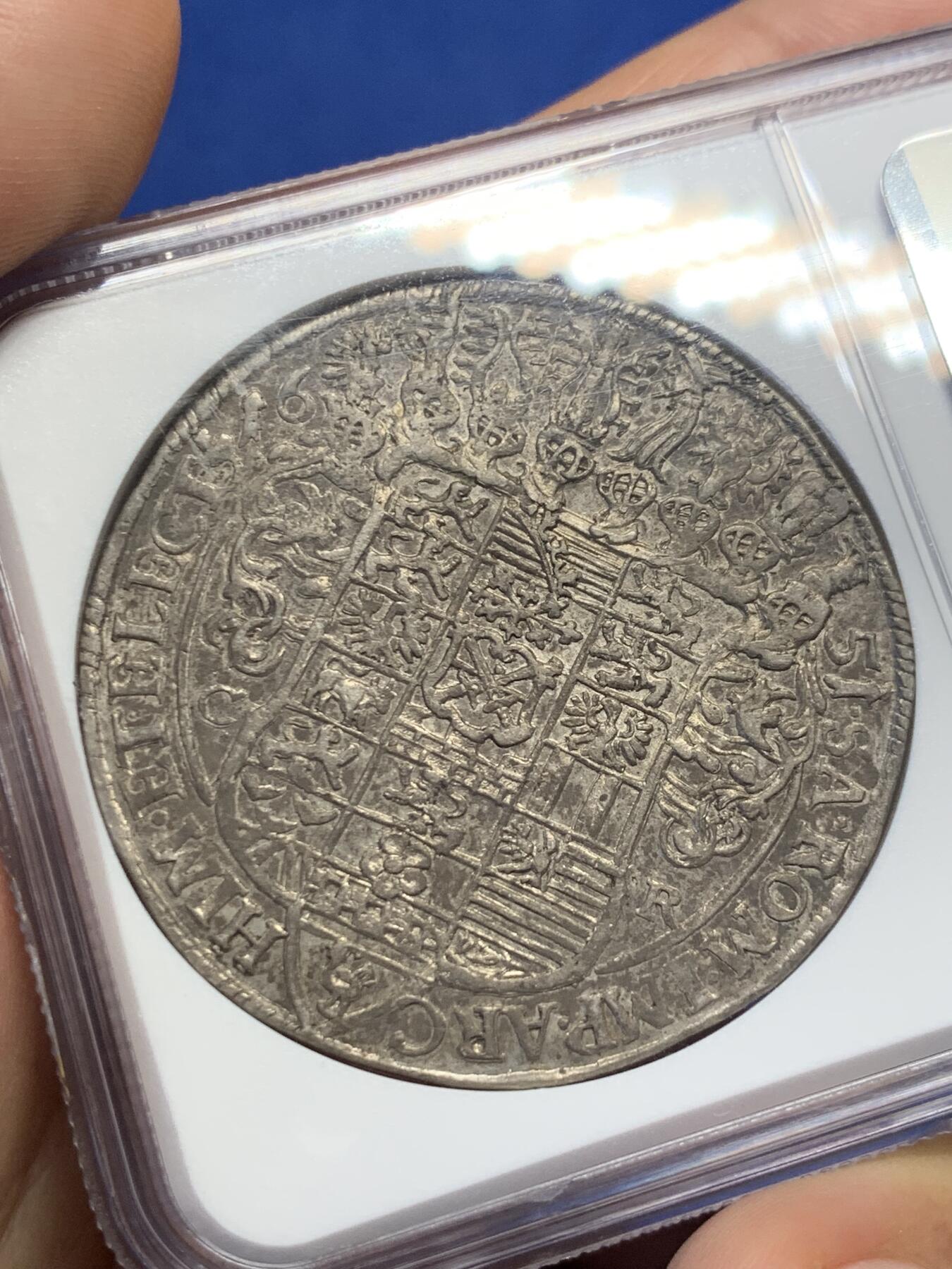 《竞宝斋》第398场 周日，周一，2场连拍 （全场包邮） NGC AU58 德国 1651年 萨克森 持剑武士泰勒大银币 17世纪的经典品种