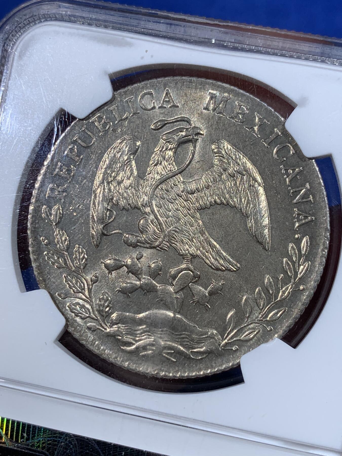 《竞宝斋》第398场 周日，周一，2场连拍 （全场包邮） NGC-MS62 1897年墨西哥鹰洋（GO RS)8R大银币