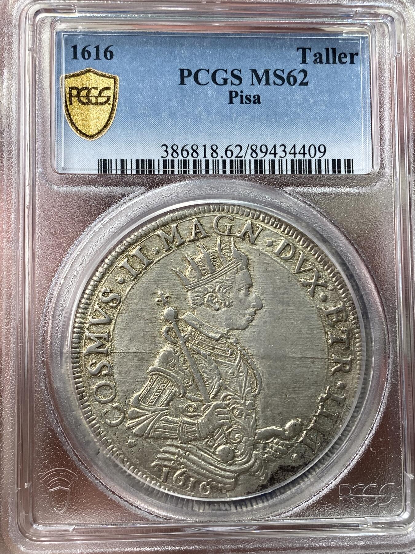 万国钱币拍卖第049期（万国夏季大拍） PCGS MS62 1616年意大利-托斯卡纳比萨美第奇科西莫二世1塔勒大银 佛罗伦萨造币厂铸 原味深打好品难得 PCGS唯一冠军分 HA同品种62成交价5500美金