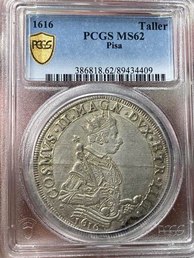 万国钱币拍卖第049期（万国夏季大拍） - PCGS MS62 1616年意大利-托斯卡纳比萨美第奇科西莫二世1塔勒大银 佛罗伦萨造币厂铸 原味深打好品难得 PCGS唯一冠军分 HA同品种62成交价5500美金