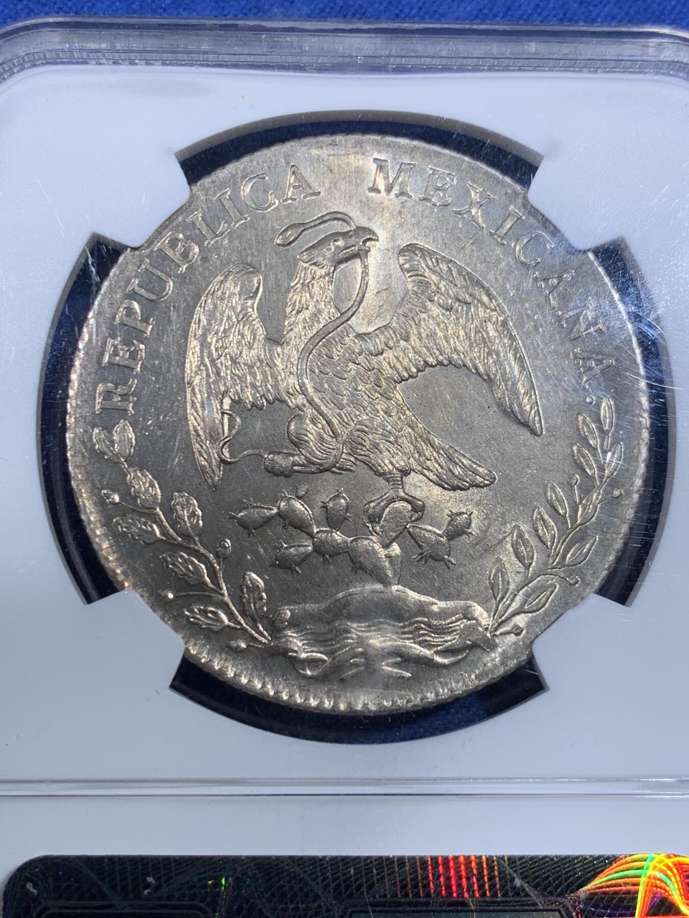 《竞宝斋》第398场 周日，周一，2场连拍 （全场包邮） NGC-MS62 1897年墨西哥鹰洋（GO RS)8R大银币