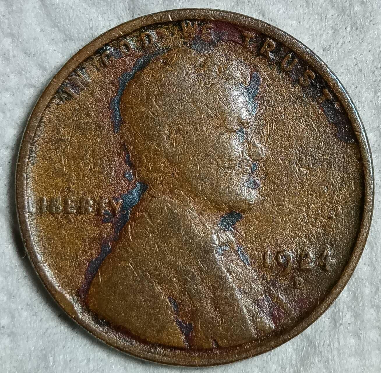 1924年D版美国林肯麦穗1美分铜币