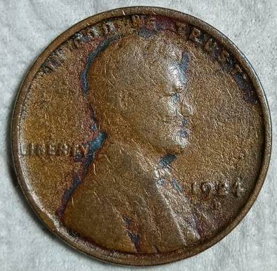 1924年D版美国林肯麦穗1美分铜币 - 1924年D版美国林肯麦穗1美分铜币
