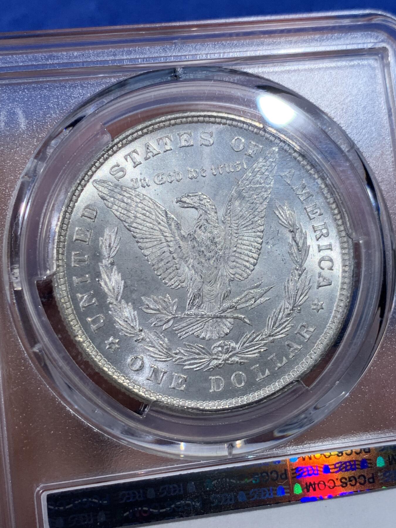 《竞宝斋》第398场 周日，周一，2场连拍 （全场包邮） PCGS-MS63 1878 摩根八羽 8tf 五彩包浆 好彩难得