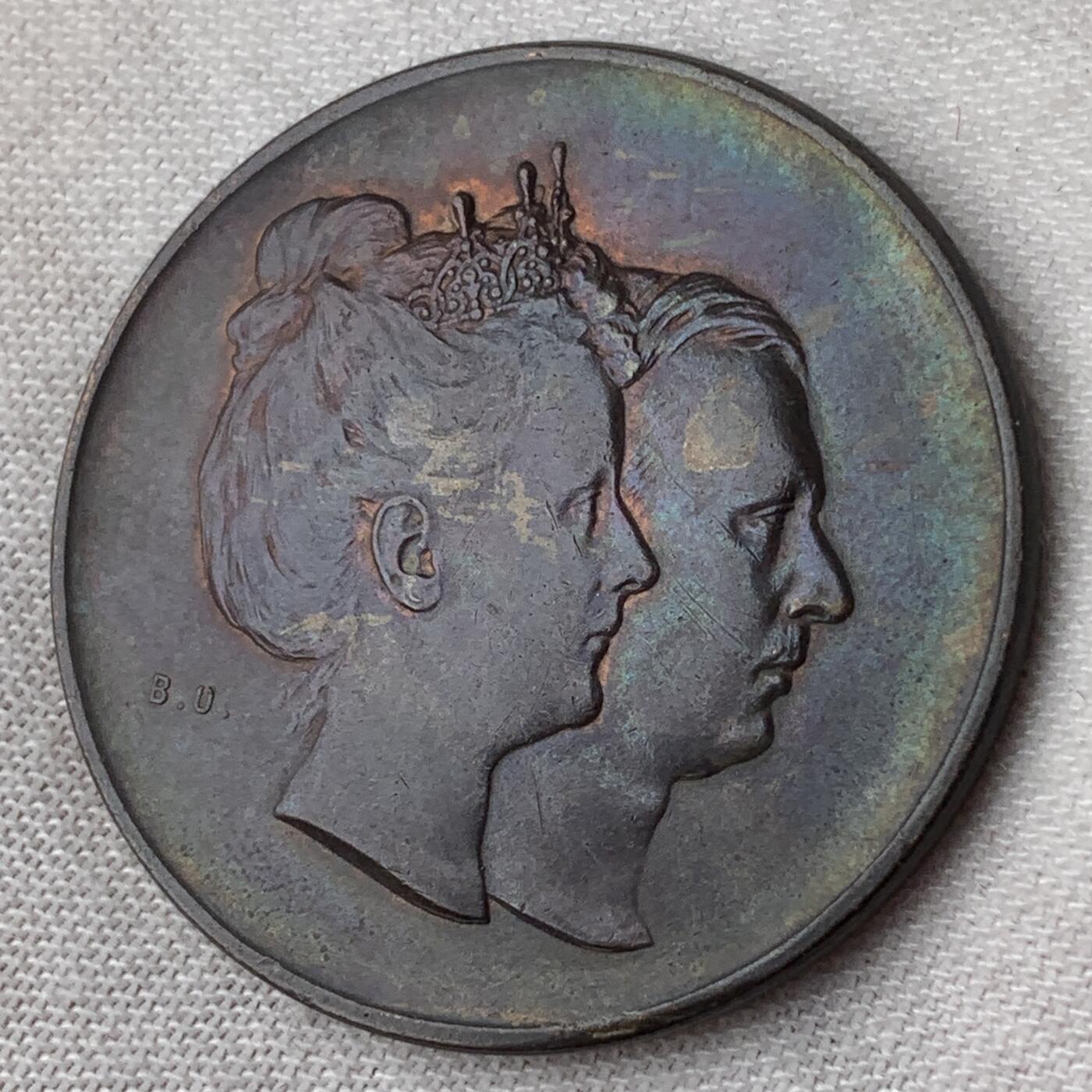 掌中浮雕-藏着的欧洲第031场 1903年荷兰威廉明娜女王小铜章，32mm