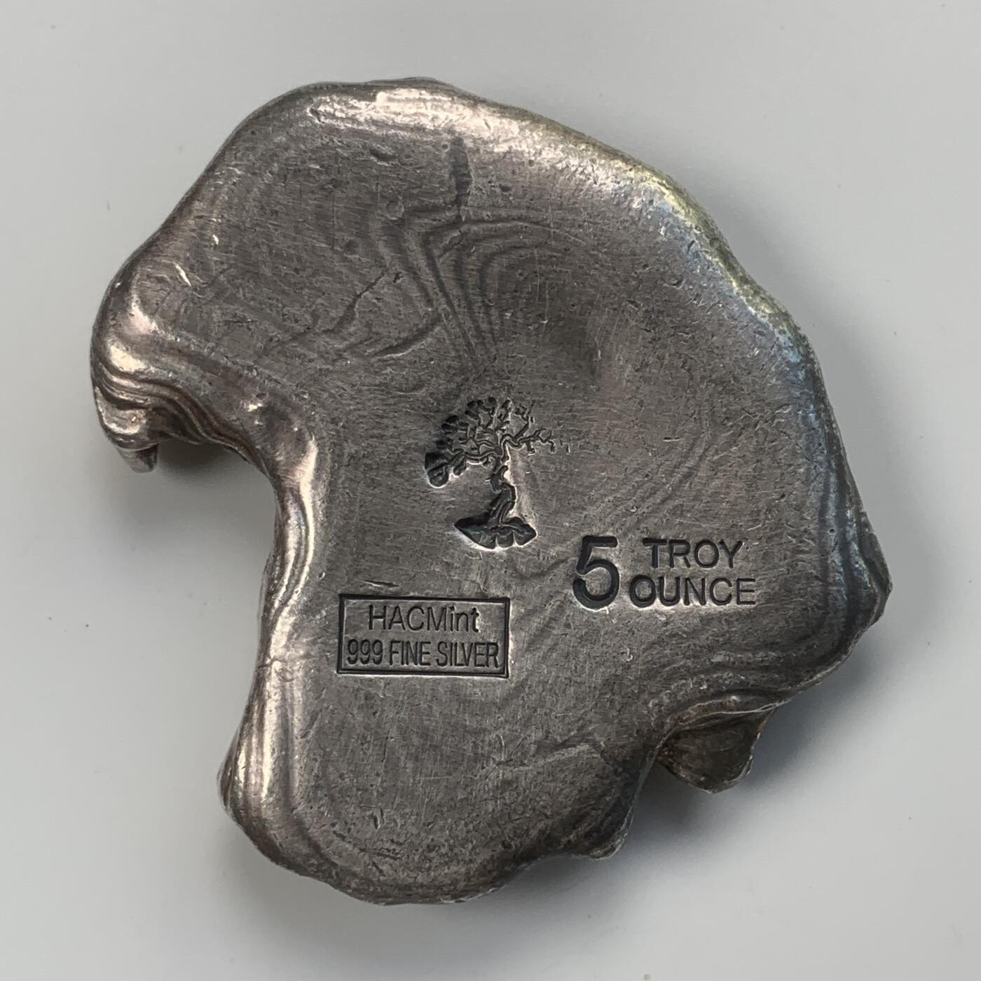 掌中浮雕-藏着的欧洲第031场 美国5OZ鹰头银锭，纯度.999，HAC造币厂（非官方）铸造，58*49mm，155g