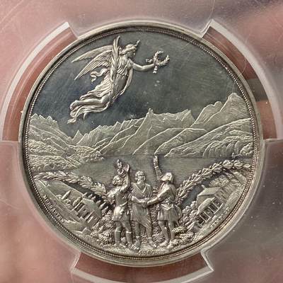 万国钱币拍卖第049期（万国夏季大拍） - PCGS SP63 PCGS SP63 1891年瑞士老三州永久同盟成立600周年纪念大银章 50MM大规格 1291年瑞士施维茨、乌里、下瓦尔登组成永久同盟被视为瑞士联邦的雏形 其并非国家更像是一个防御共同体 各州享有高度自治权 正如拿破仑所说“有两种力量将人们联合起来——恐惧和利益”