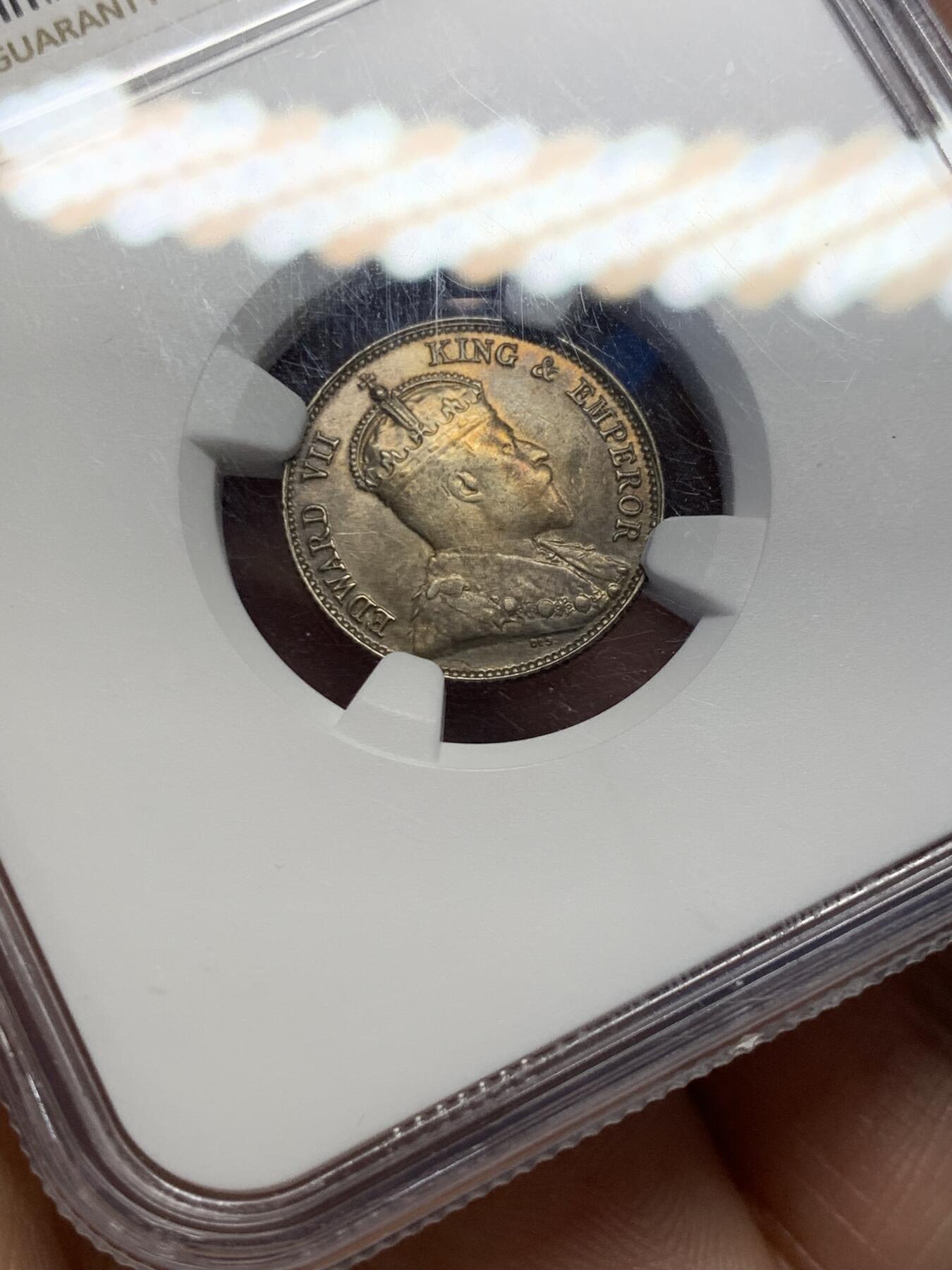 《竞宝斋》第398场 周日，周一，2场连拍 （全场包邮） NGC AU 香港1902年 爱七10C 一毫银币 细节好