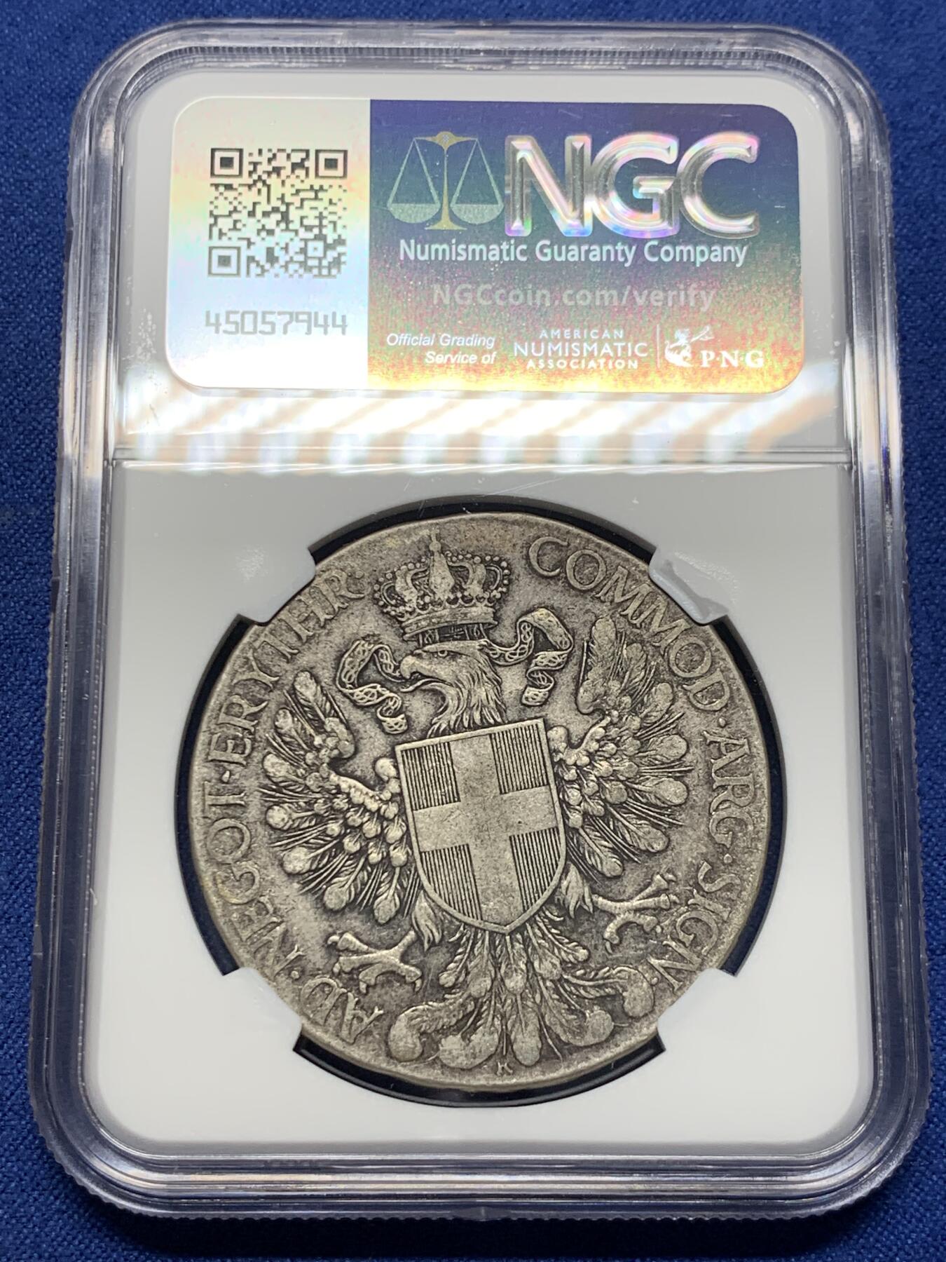《竞宝斋》第398场 周日，周一，2场连拍 （全场包邮） NGC-XF40 意属厄立特里亚 1918年 1泰勒 大银币  总量51万枚的北非热门品种 罗马造币厂铸造