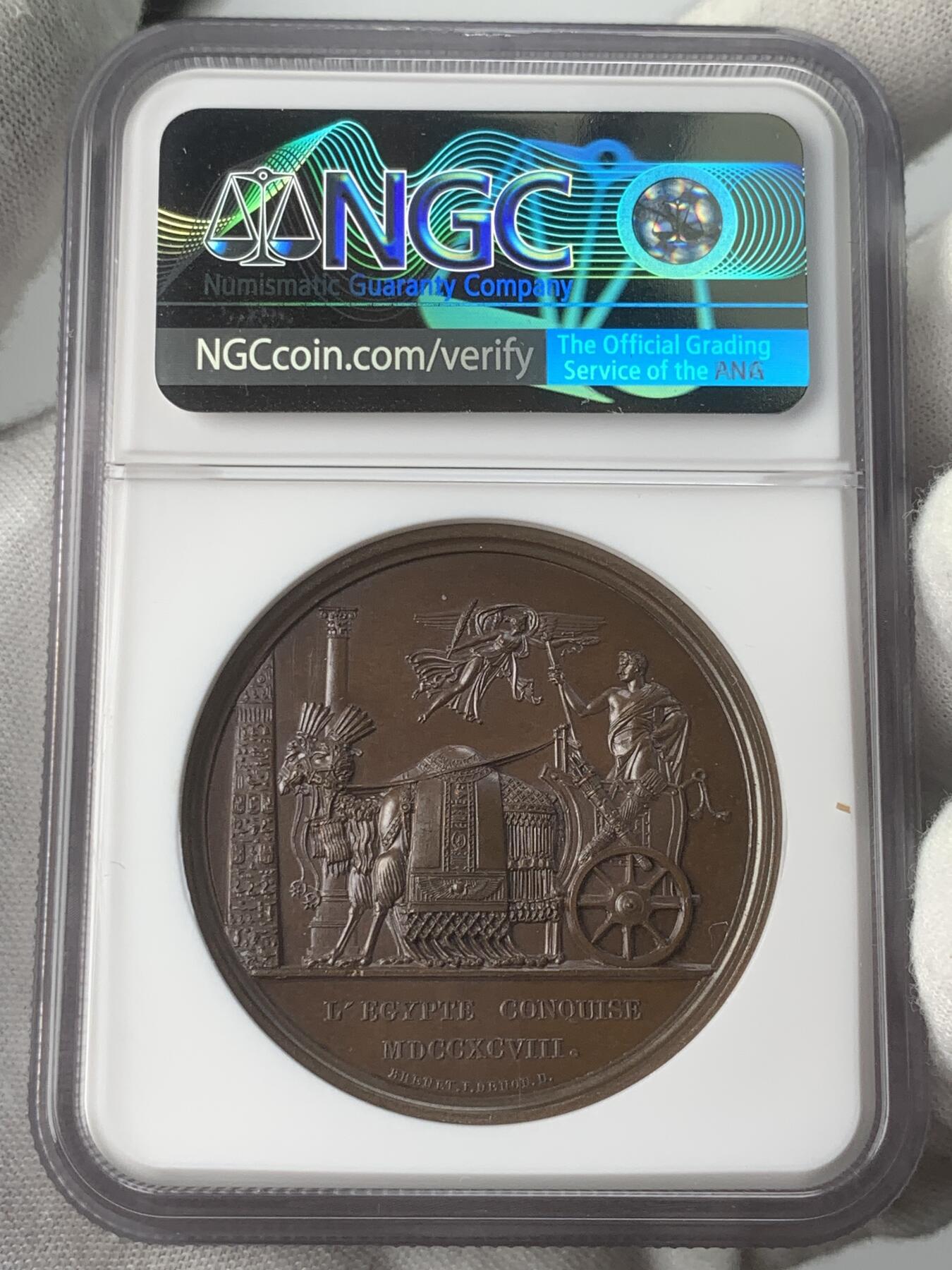 掌中浮雕-藏着的欧洲第031场 NGC MS64 : 拿破仑系列章之1798年征服埃及。目录编号Julius 662，40mm，34g