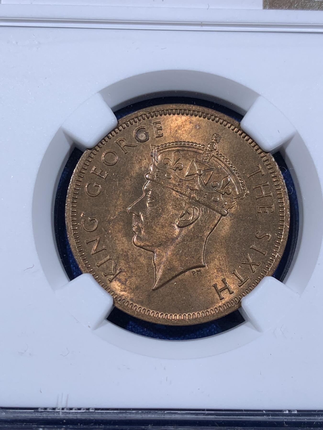 《竞宝斋》第398场 周日，周一，2场连拍 （全场包邮） NGC-MS64RB/63RB 1948塞舌尔2分&5分一对 早期塞舌尔铜币非常少见 品相这么好的更是凤毛麟角 铜光非常舒服 值得收藏