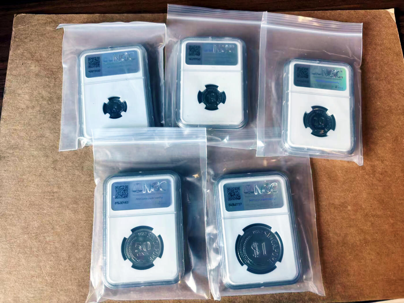 【七百期大拍 拍品火热征集中】✨Blue Auction 世界纸币精拍第690期【精】 【一组5枚】新加坡 1982年5分-1元 NGC MS67-MS66